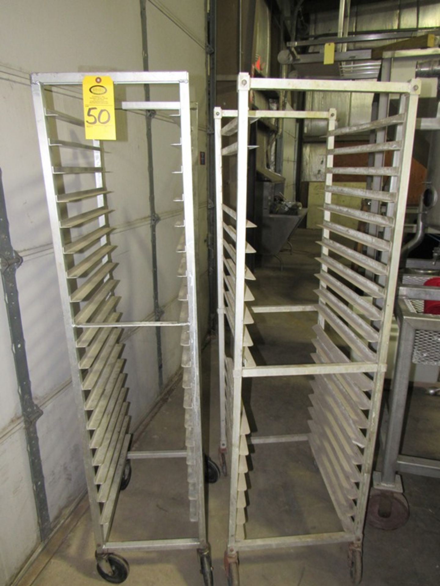 Lot of (4) Aluminum Bakers Racks, (2) 16" Wide X 26" Long, 7 spaces , (1) 14" Wide X 22" Long, 19 s - Image 2 of 2