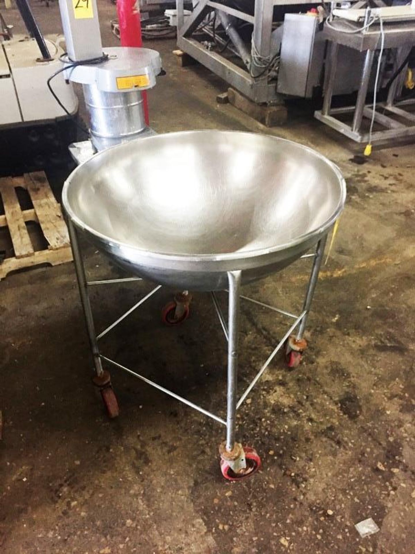 Stainless Steel Portable Mixing Bowl on wheels, removable bowl, 30" dia. X 12" deep bowl ***All Moni - Image 2 of 2