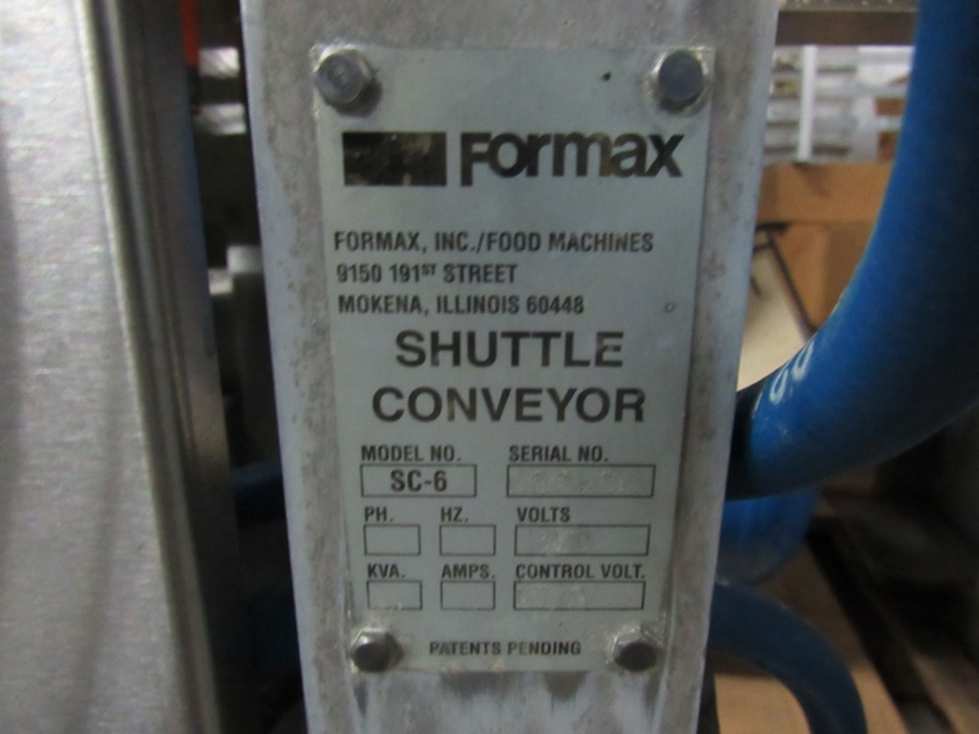 Formax Mdl. SC-6 S.S. Shuttle Conveyor, stainless steel, 7" W X 80" L s.s. belt, on wheels ***All Mo - Image 6 of 6