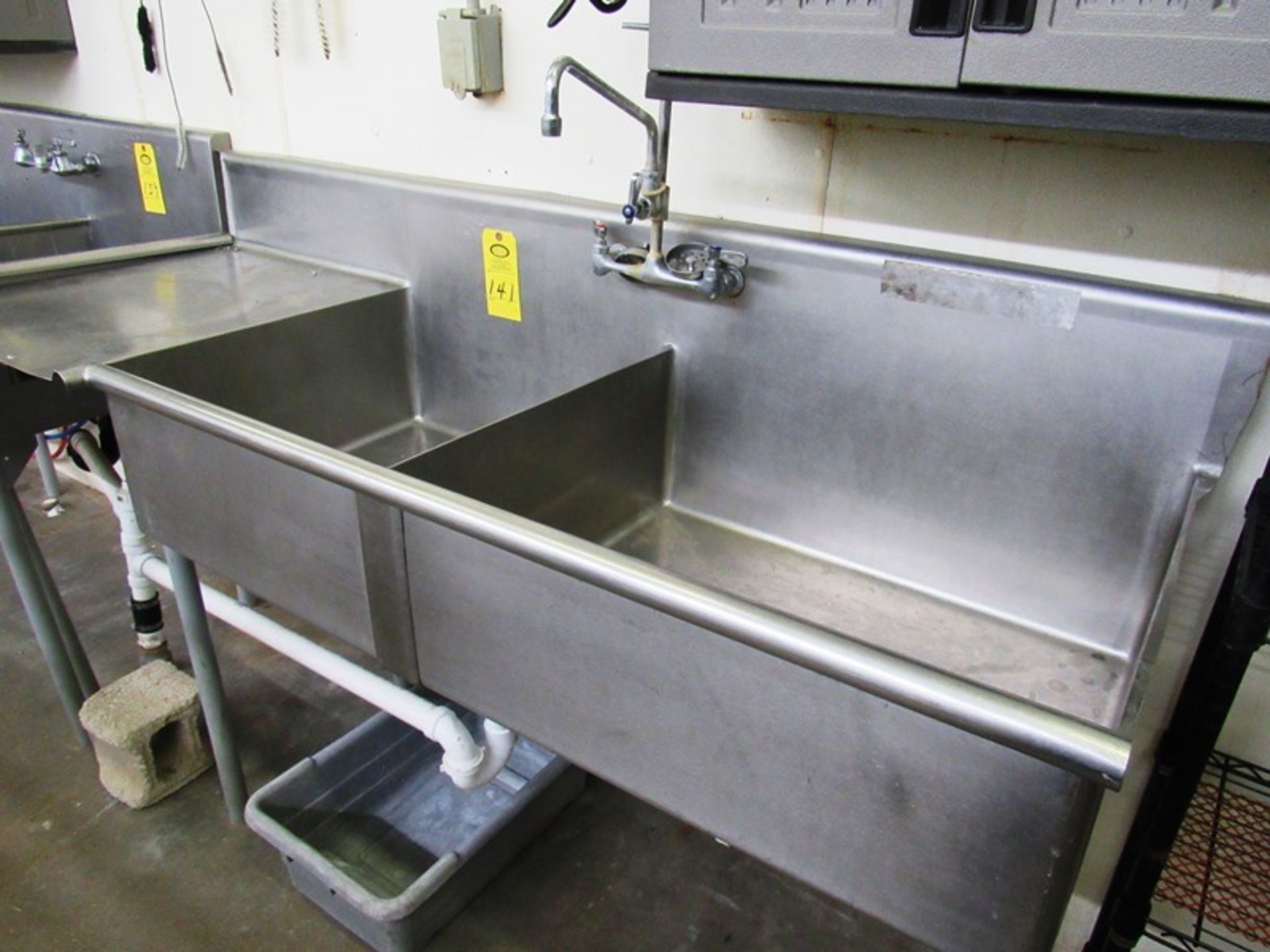 Double Compartment Stainless Steel Sink, 24 X 24 / 24 X 30 bays w/23"X 27" side table with sprayer( - Image 3 of 3