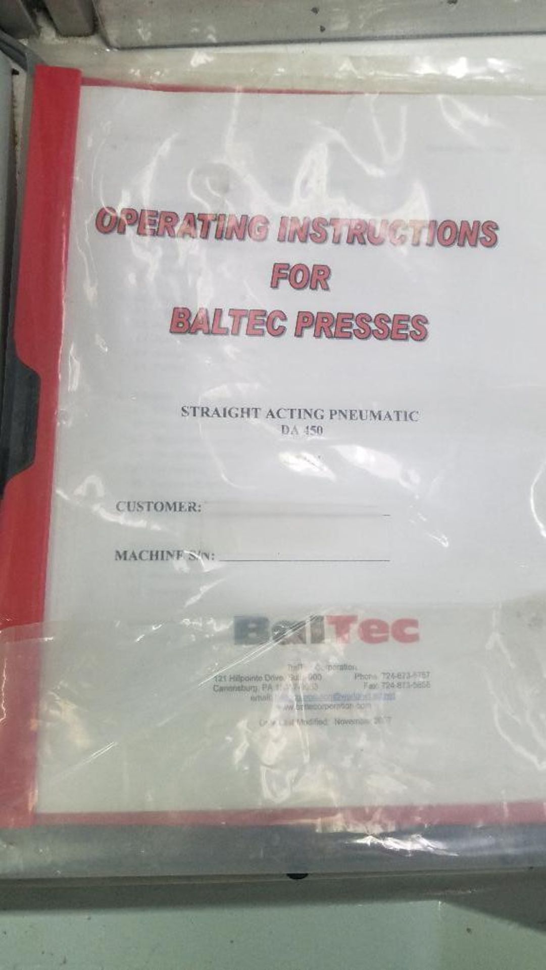 DESCRIPTION: BALTEC PRECISION PRESS W. INDUSTRIAL PRESS CONTROL 2000 BRAND / MODEL: BALTEC LOCATION: - Image 4 of 6
