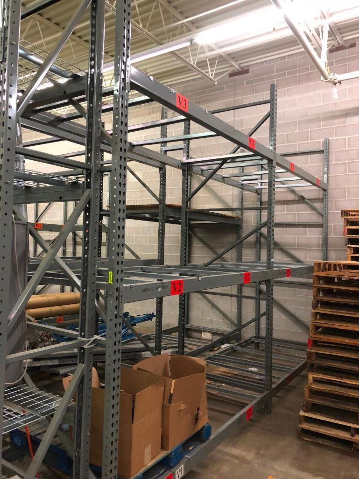 DESCRIPTION: (2) SECTIONS OF 8 FT X 48 IN PALLET RACKING ADDITIONAL INFORMATION: W/ (3) UPRIGHTS, AN