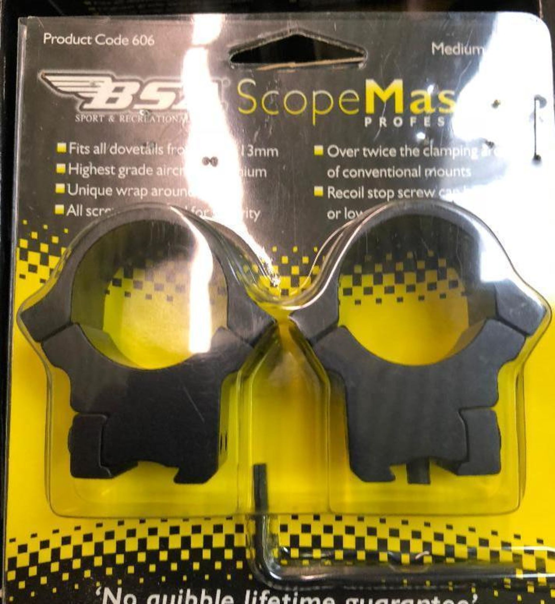 DESCRIPTION: (9) BSA SCOPE MOUNTING RING PACKS. BRAND / MODEL: BSA LOCATION: BACK BAY THIS LOT IS: S