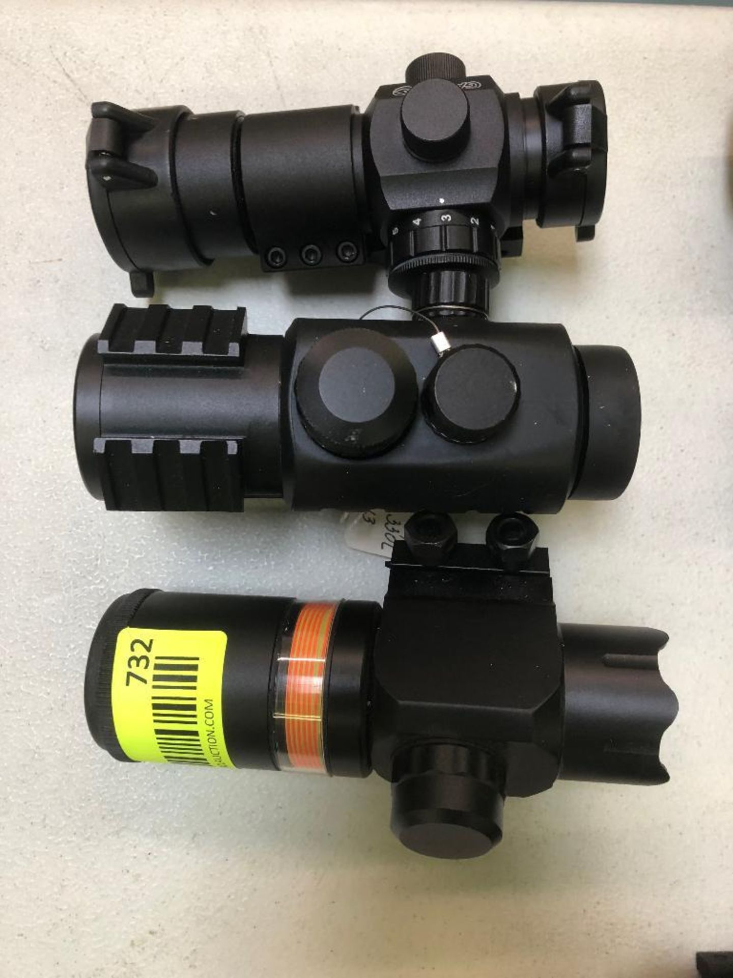 DESCRIPTION: (3) VARIOUS FIREARM SCOPES LOCATION: BACK BAY THIS LOT IS: SOLD BY THE PIECE QTY: 3