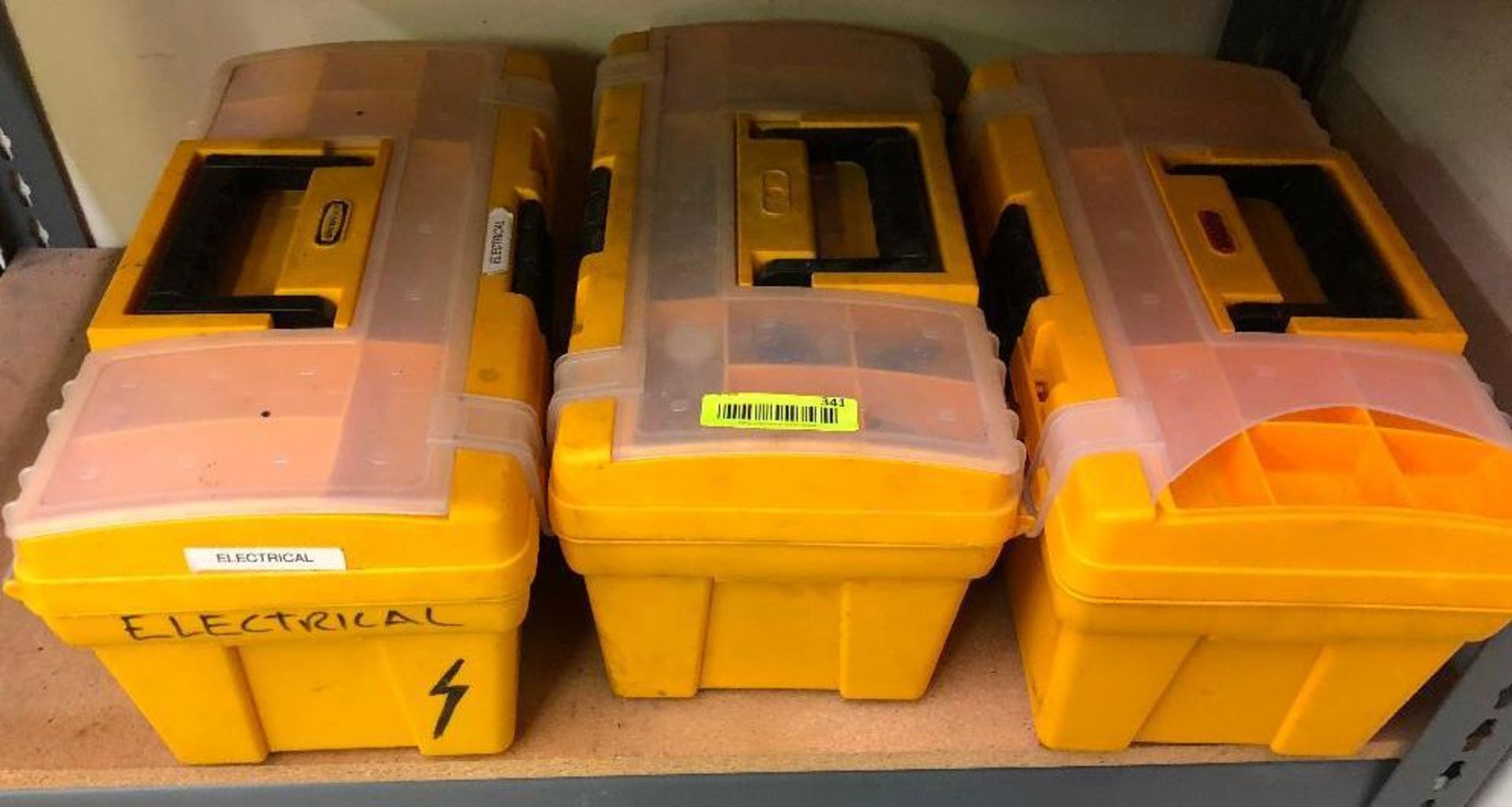 DESCRIPTION: (3) 18" YELLOW PLASTIC TOOL BOXES. LOCATION: TOOL ROOM THIS LOT IS: SOLD BY THE PIECE Q