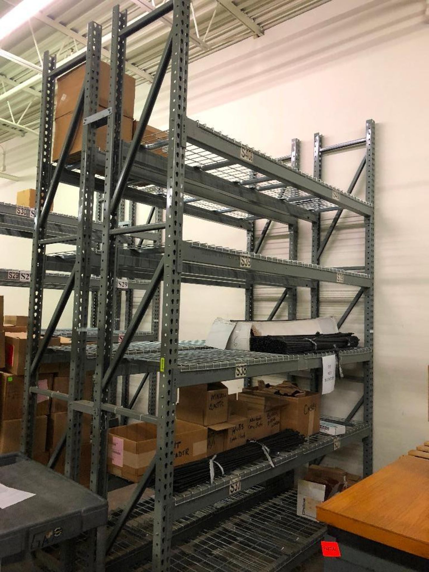DESCRIPTION: (2) SECTIONS OF 8 FT X 24 INCH PALLET RACKING ADDITIONAL INFORMATION: W/ (4) UP RIGHTS,