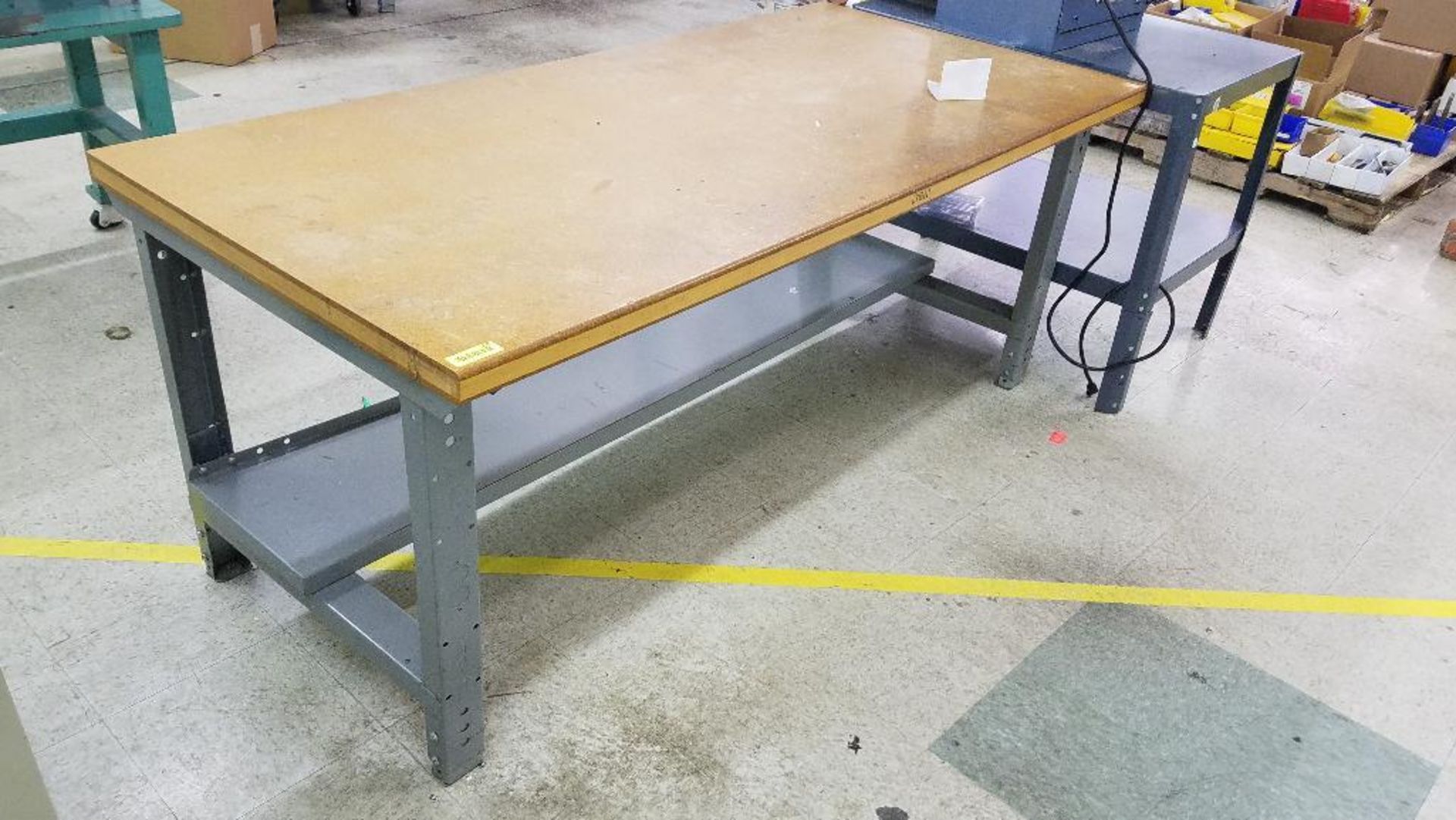 DESCRIPTION: 72 INCH X 30 INCH WORK TABLE W/ METAL BASE SIZE: 72 INCH X 30 INCH LOCATION: ASSEMBLY R