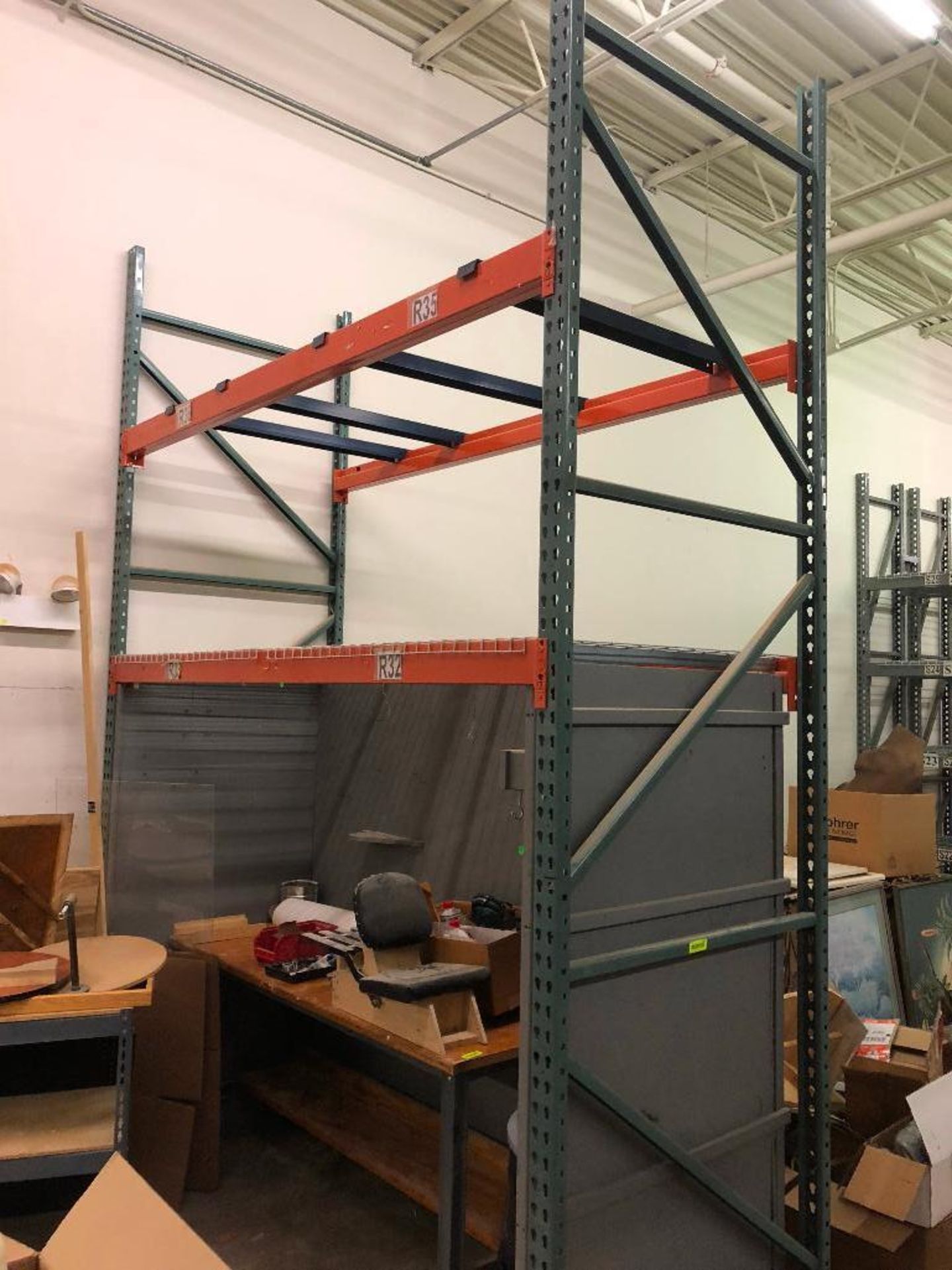 DESCRIPTION: (1) SECTION OF 8 FT X 42 IN PALLET RACKING ADDITIONAL INFORMATION: W/ (2) UPRIGHTS, (4)