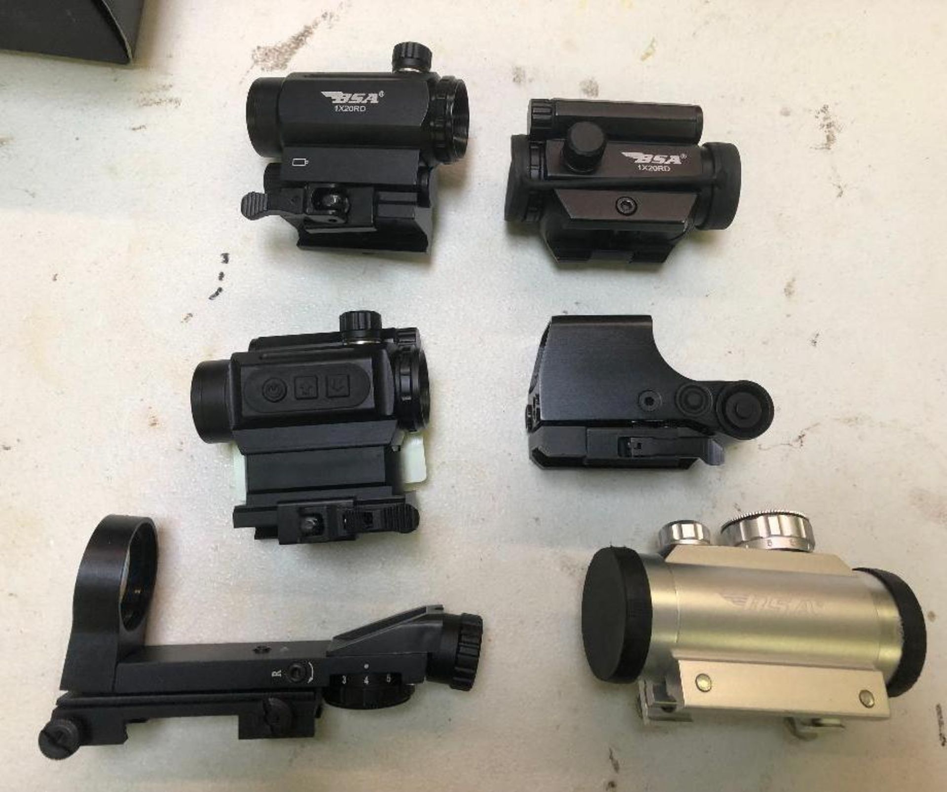 DESCRIPTION: (6) VARIOUS FIREARM SCOPES AS SHOWN LOCATION: BACK BAY THIS LOT IS: SOLD BY THE PIECE Q