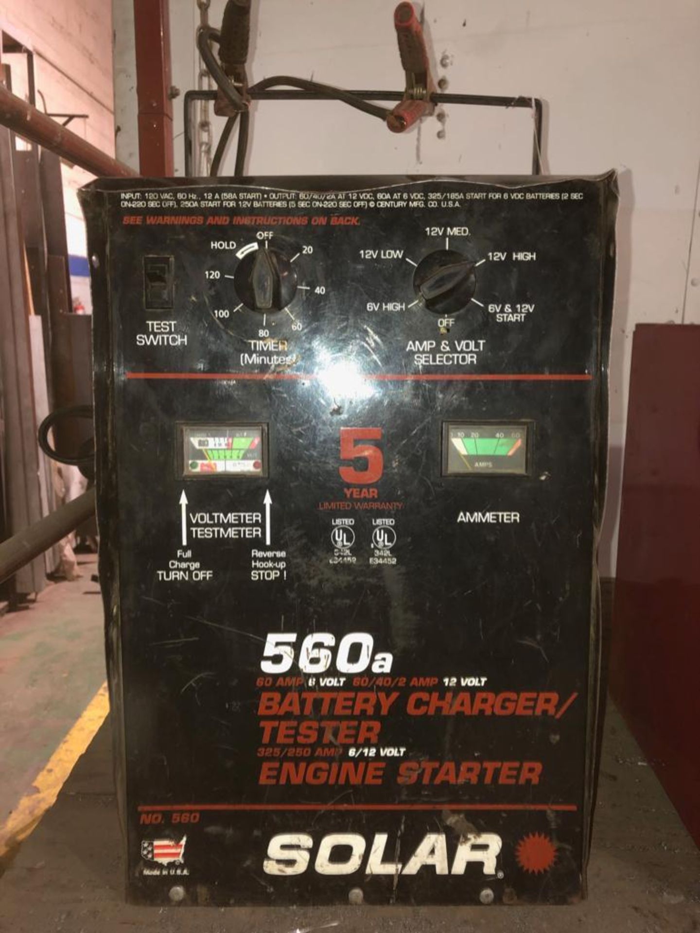 DESCRIPTION: SOLAR 560A BATTERY CHARGER/TESTER LOCATION: WAREHOUSE QTY: 1 - Image 2 of 3