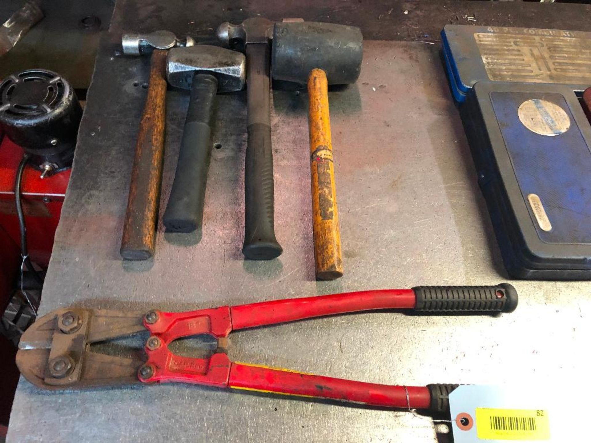 DESCRIPTION: (4) ASSORTED HAMMERS AND (1) SET OF BOLT CUTTERS. LOCATION: WAREHOUSE THIS LOT IS: ONE