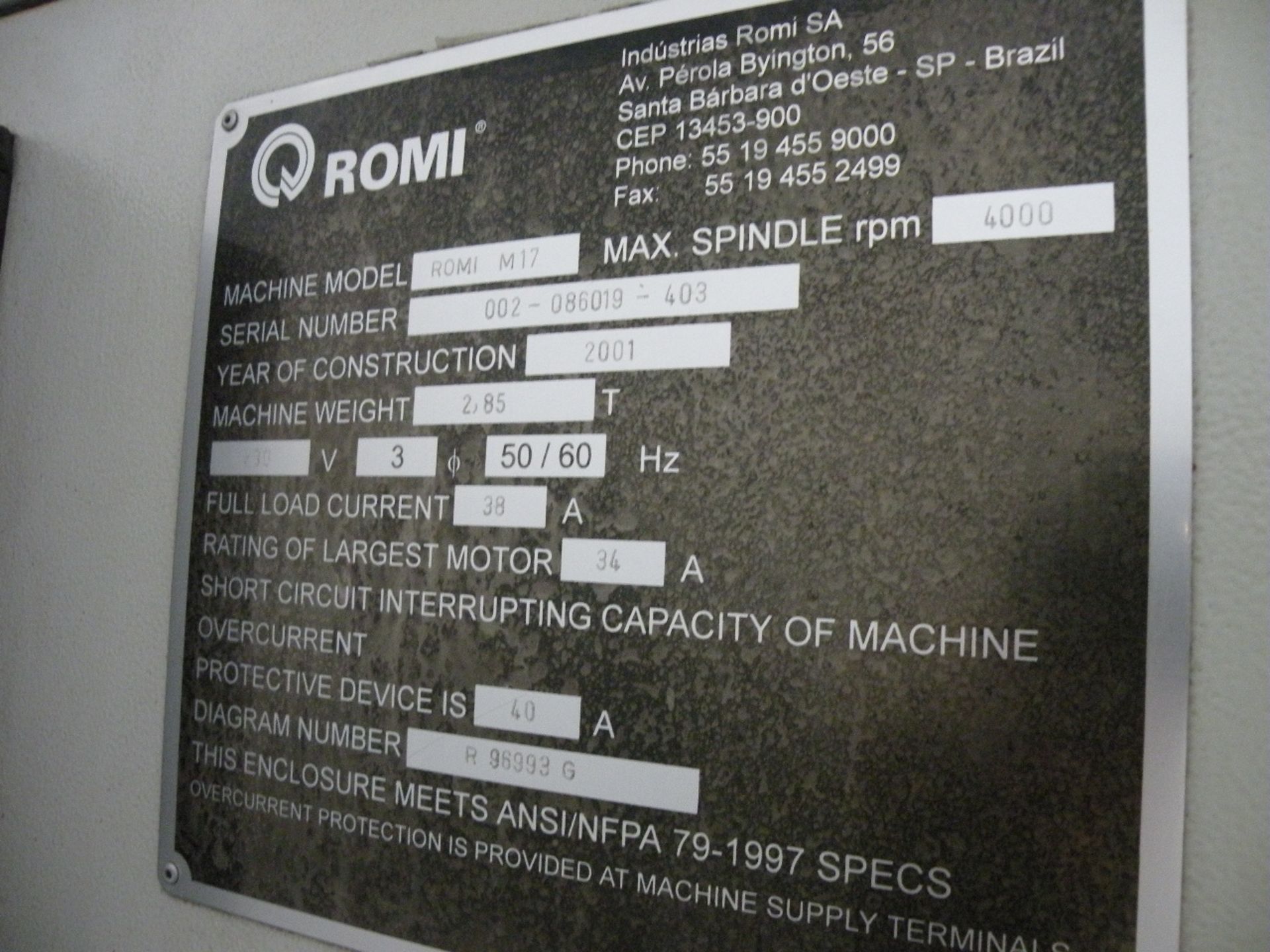 ROMI M17 CNC Lathe, Yr-2001, 4000 RPM Spindle (Hopkinsville) - Image 4 of 4