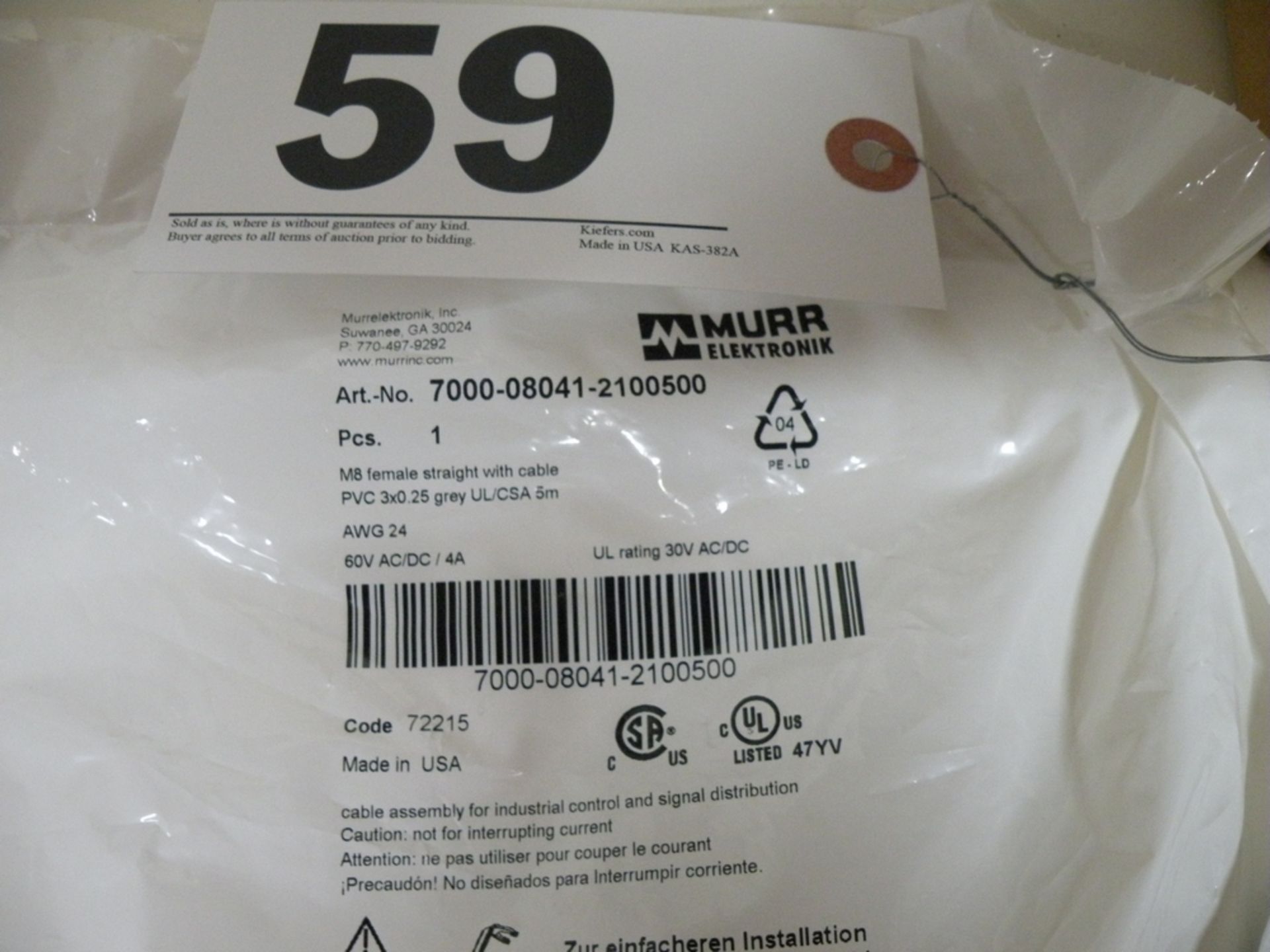 (10) MURR M8 Female Straight with Cable, #7000-08041-2100500, New In Box (S Fulton, TN) - Image 3 of 3