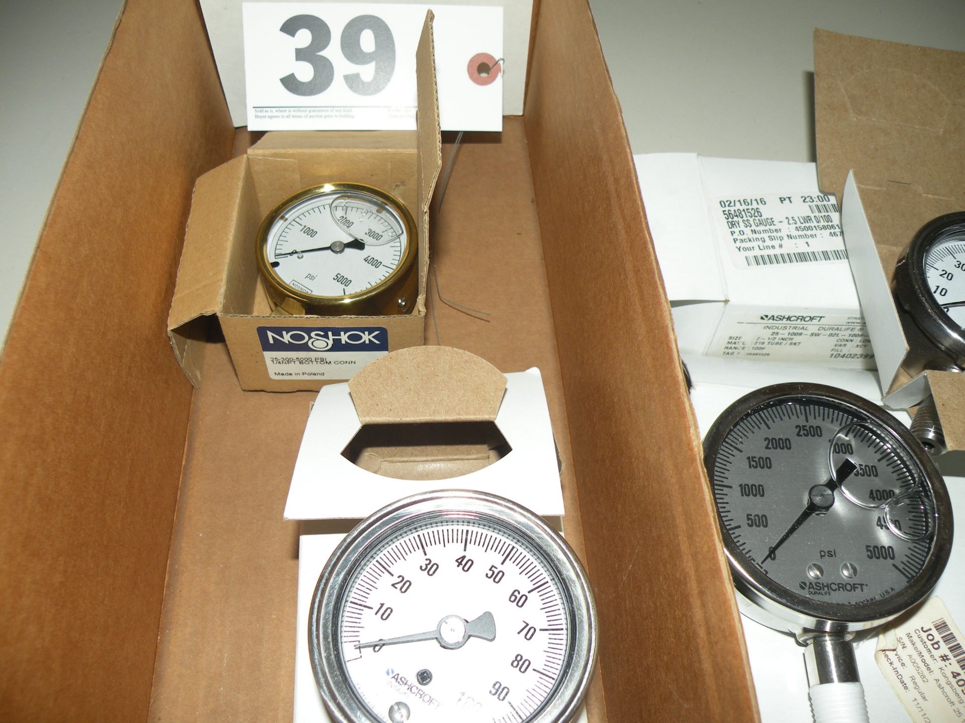 (6 total Pressure Gauges) - Weksler Pressure Gauge, Ashcroft Gauge (1) Ashcroft Gauge (1) NoShok - Image 3 of 4