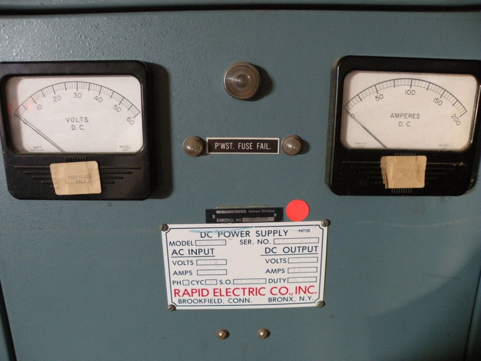 Rapid D.C. Rectifier AC Input 220V, DC Output 150 Amp, 48 Volt (S Fulton, TN) - Image 3 of 4