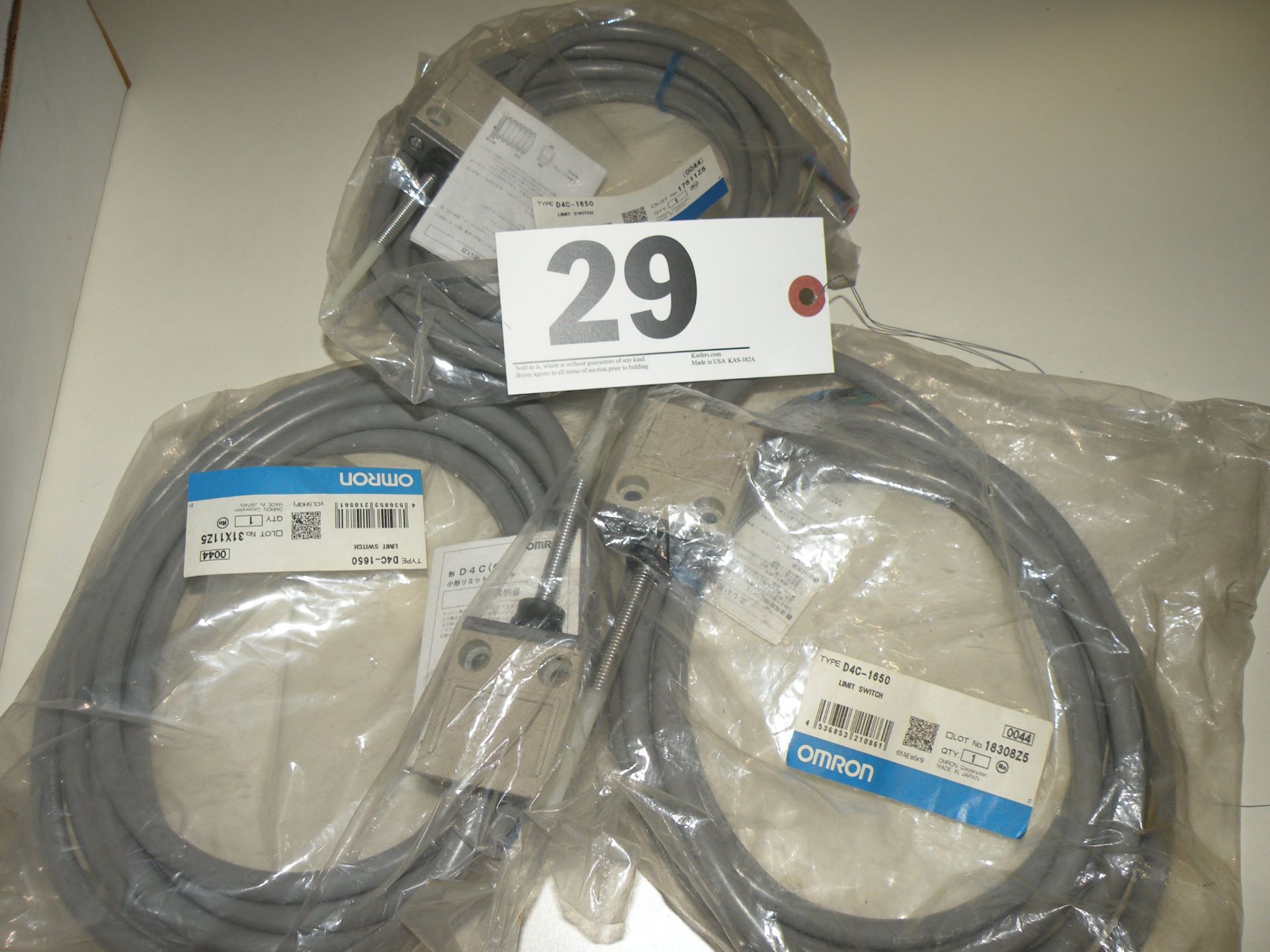 (3) Omron Limit Switches, Type D4C-1650, New in Factory Sealed Bags (S Fulton, TN)