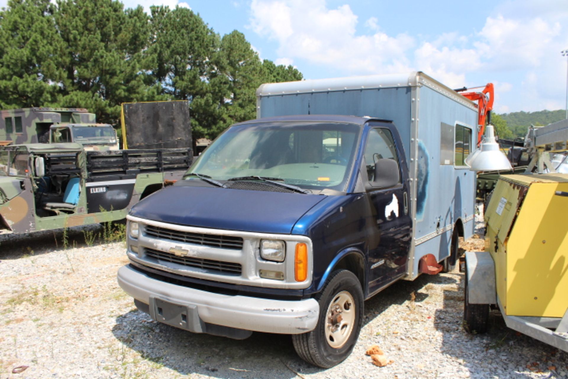 2001 CHEVY BOX TRUCK, 3500 DIESEL, 114,440 MILES, RUNS.