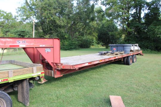 S&H gooseneck dual tandem axle dove tail equipment trailer with ramps approx. 37' - Image 1 of 4