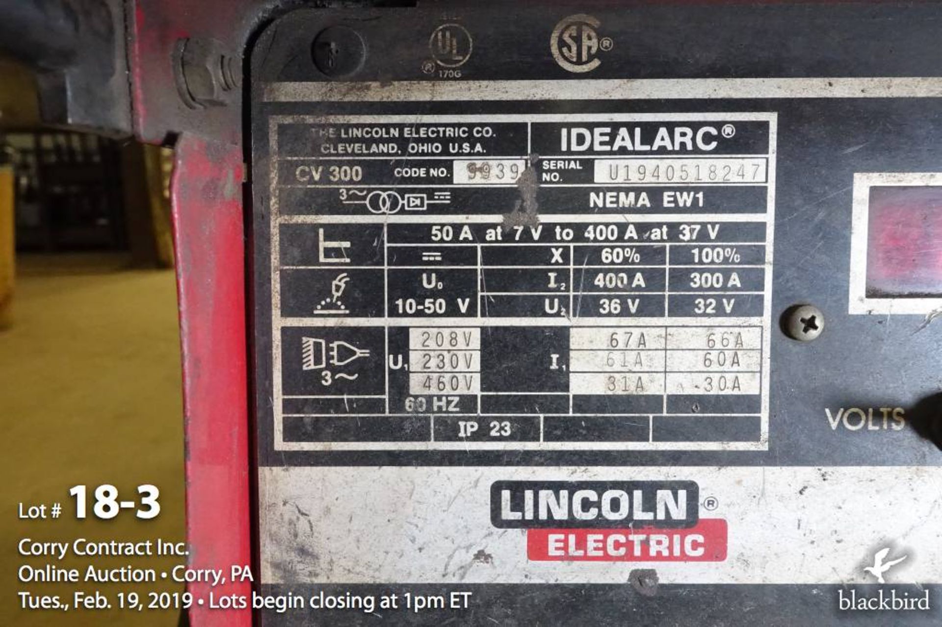 Lincoln Idealarc CV-300300 amp MIG weld - Image 3 of 5