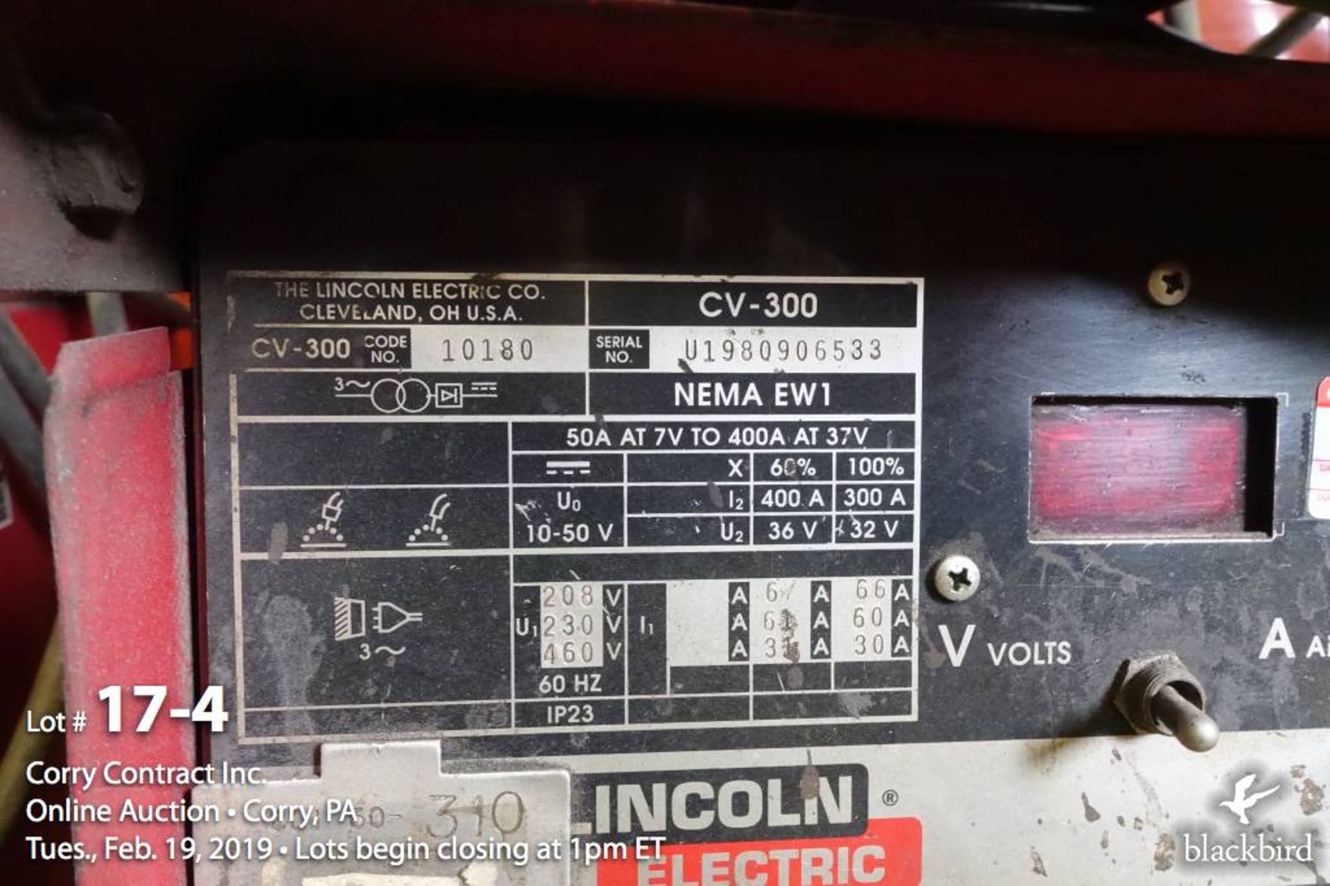 Lincoln CV-300 300 amp MIG welder (code - Image 4 of 6