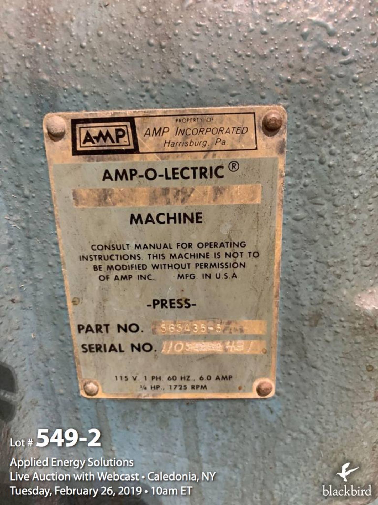 AMP-O-Lectric Terminating Machine - Image 2 of 7