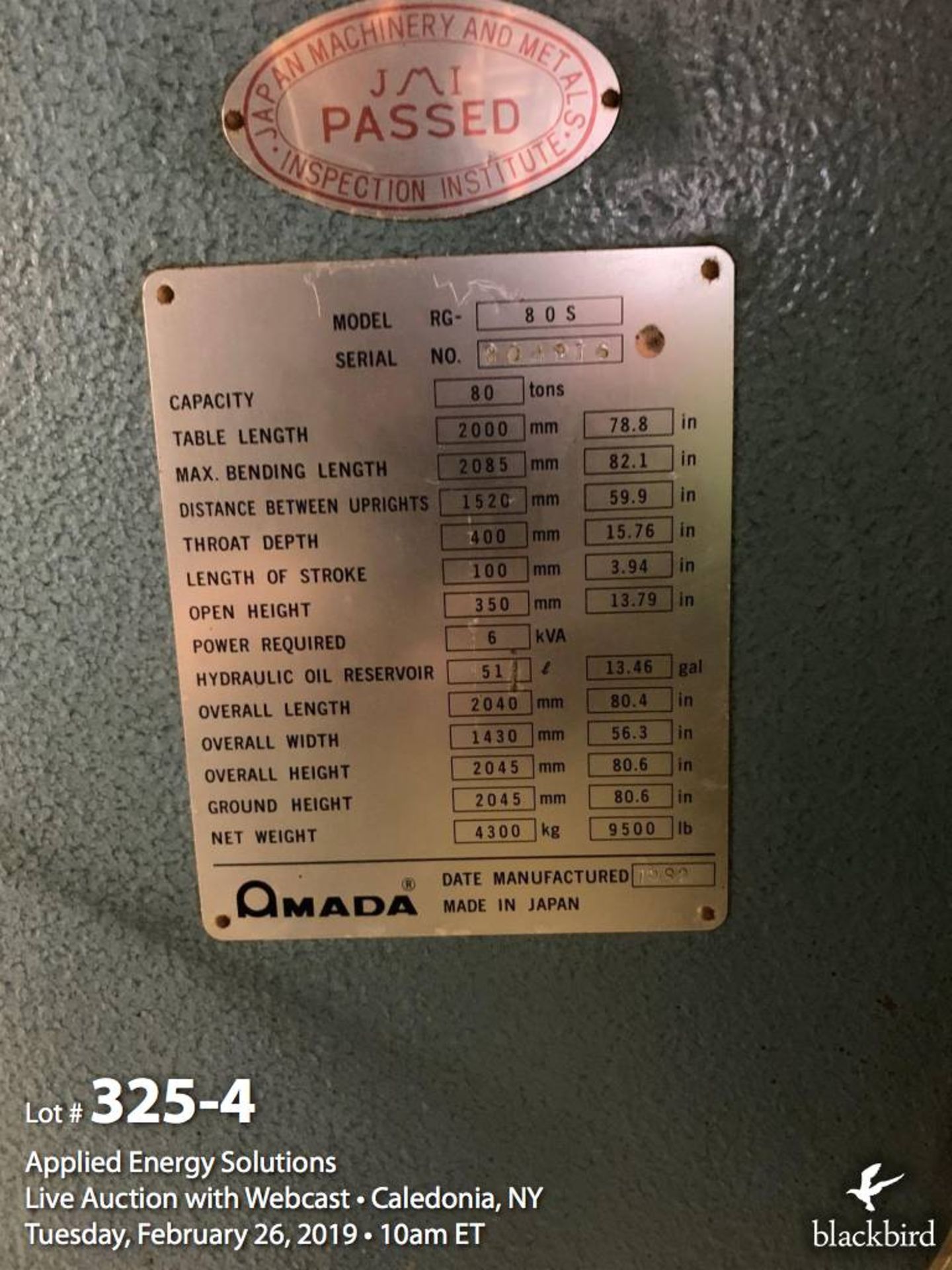 Amanda RG80S 80 ton Press Brake - Image 4 of 5