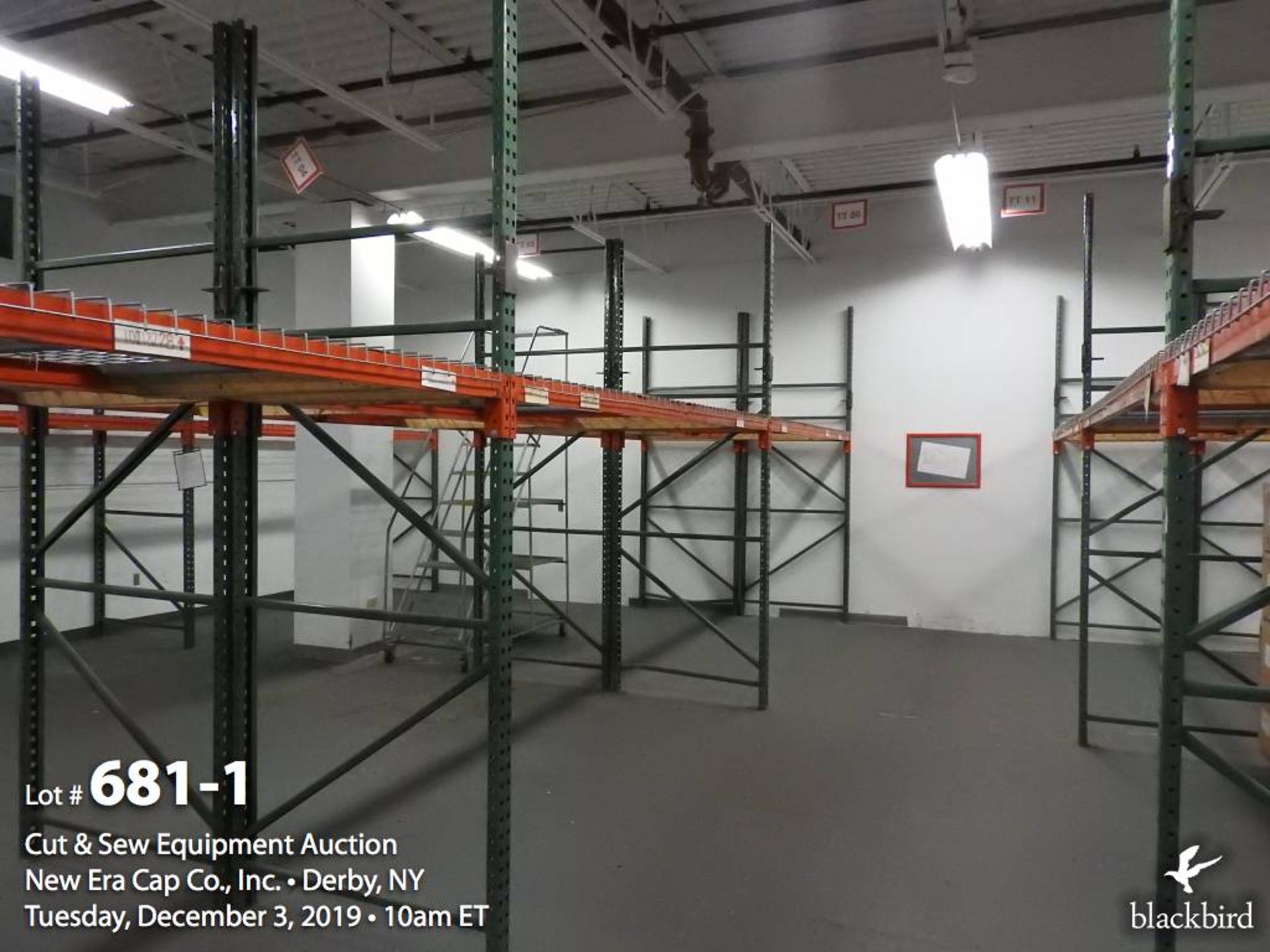12 Sections pallet racking, 11' x 42" x 10' with wire shelves, bid per section - 12x the money