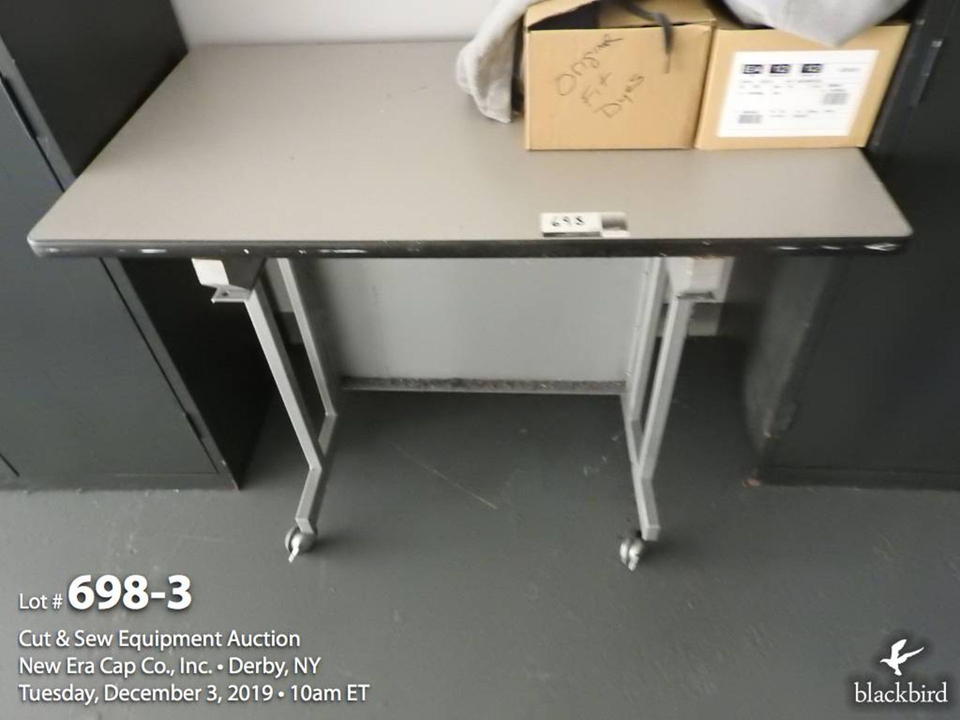 (2) Sandusky metal cabinets with table - Image 3 of 4