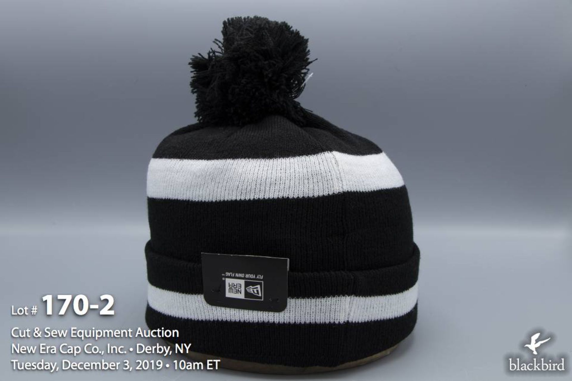 (72) New Era 2-Ply Knit Hat 2-Tone Stripe Black / White - Image 2 of 2