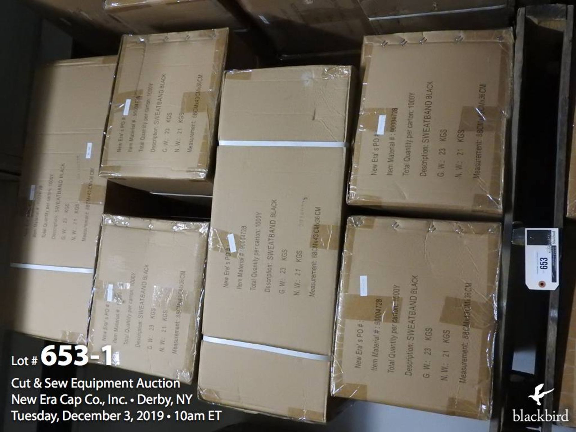 Pallet of (15) boxes of black sweatbands