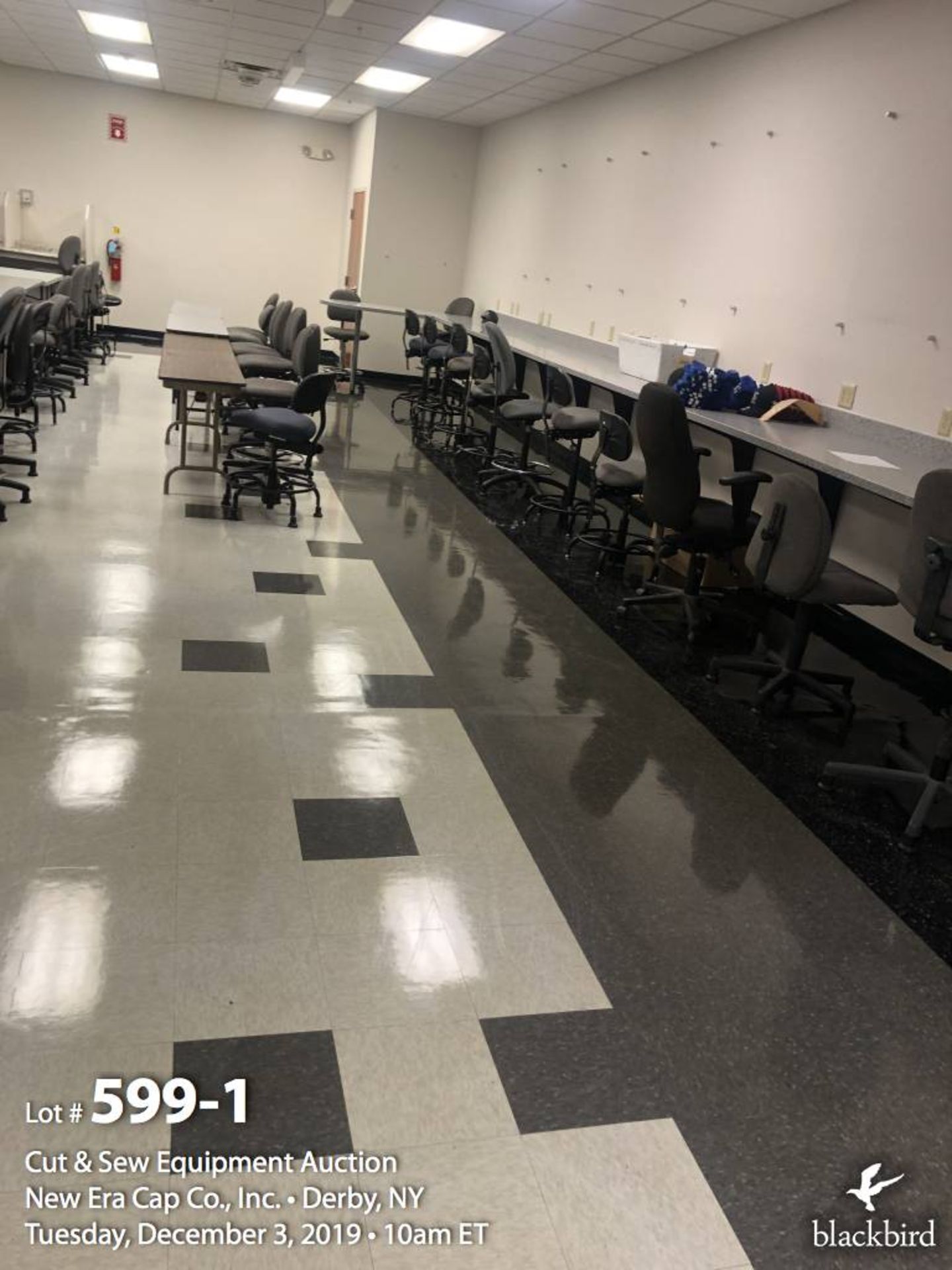 Lot of approx. 50 office and lab-height chairs in cafeteria