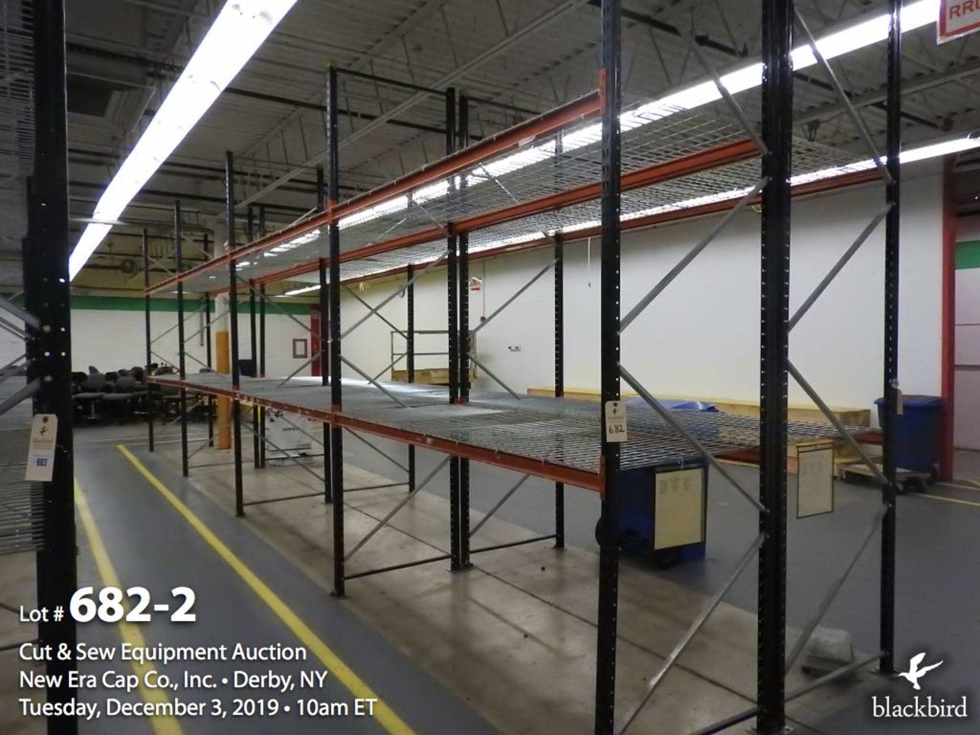 7 Sections pallet racking, 8' x 36" x 11' with wire shelves, bid per section - 7x the money - Image 2 of 2