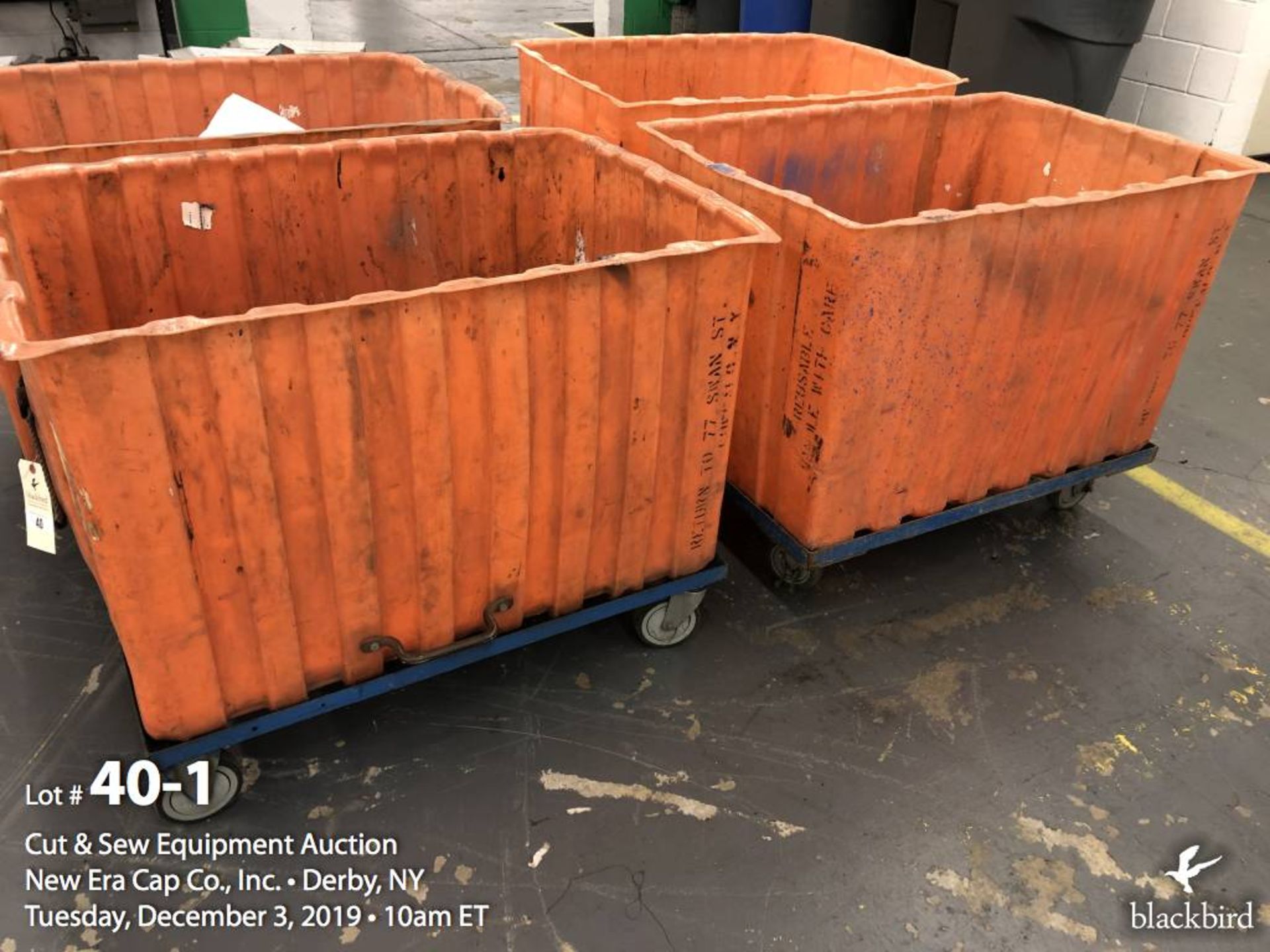 (2) Orange bin carts