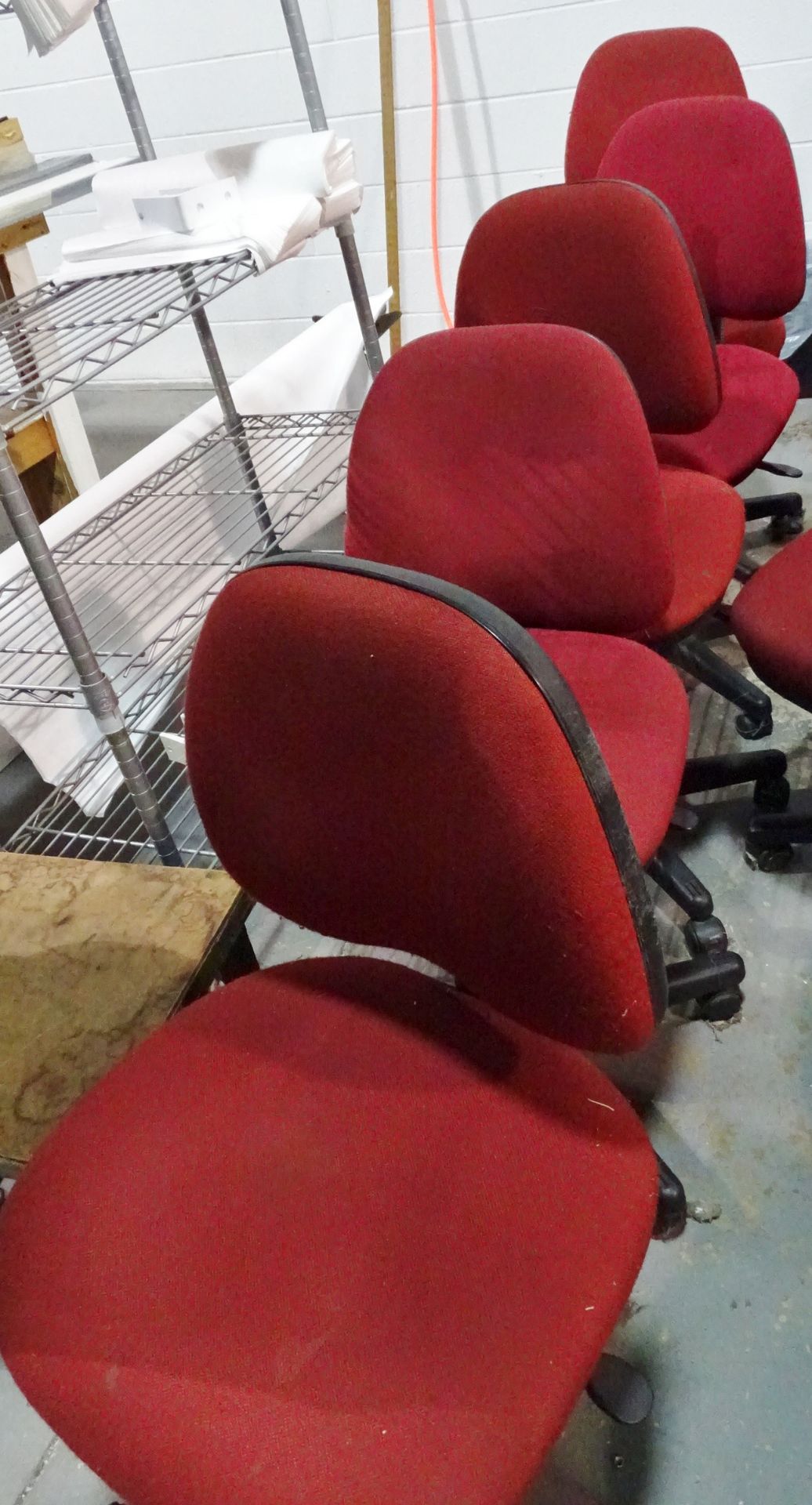 Upholstered Maroon Swivel Posture Chairs (5) - Image 3 of 3