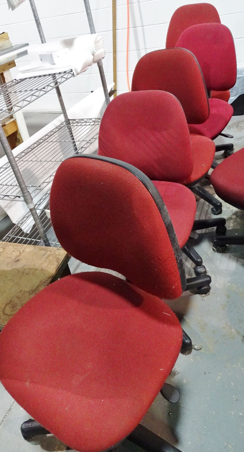 Upholstered Maroon Swivel Posture Chairs (5)