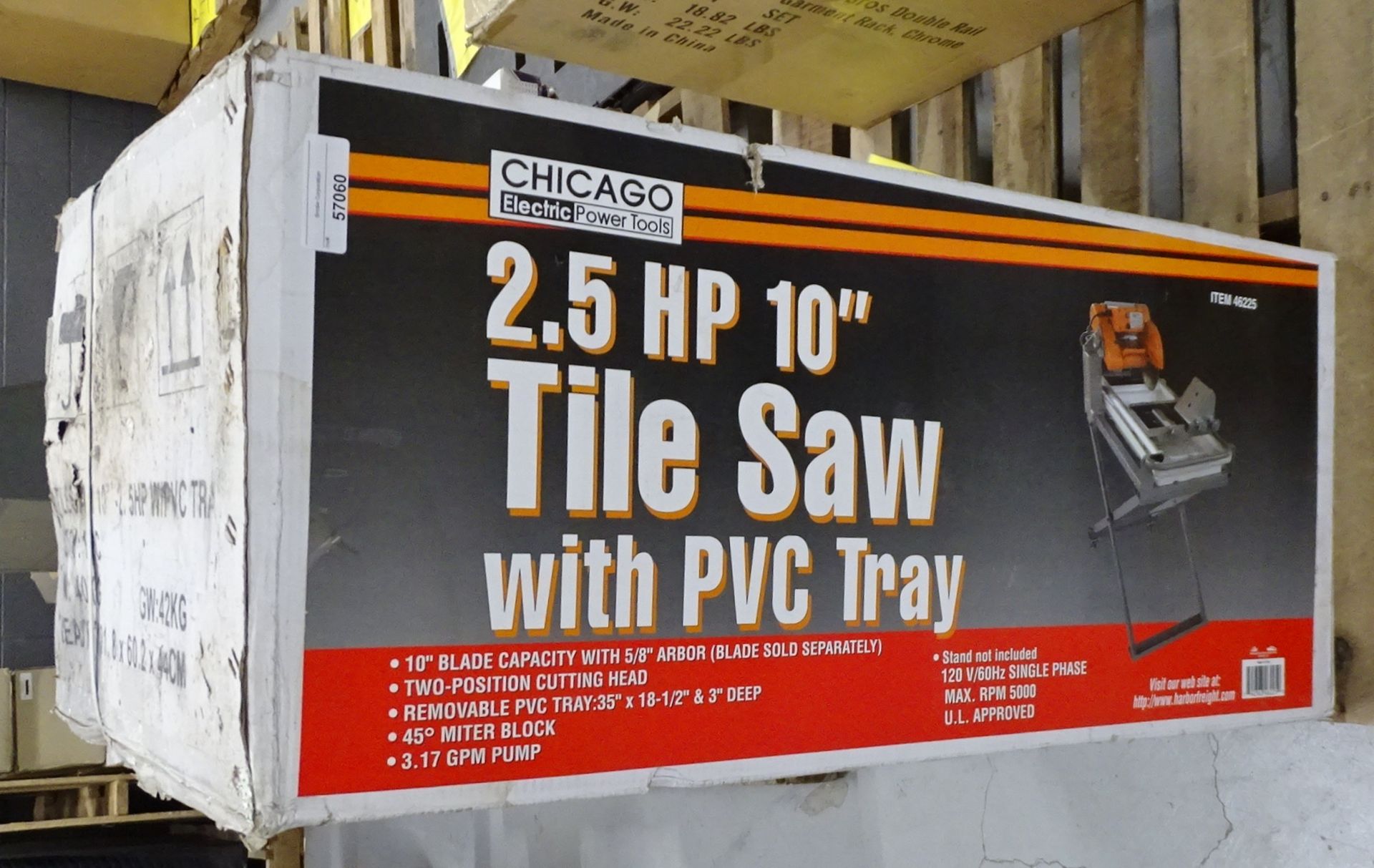 Chicago Electric 2.5 hp 10" Tile Saw W/ PVC Tray - Image 2 of 3