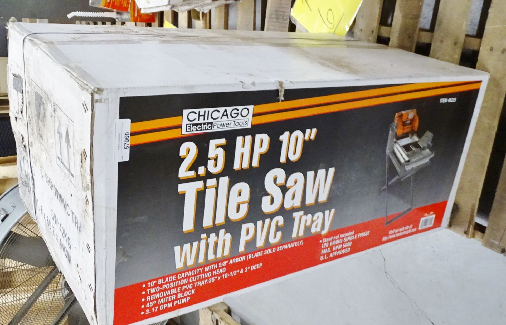 Chicago Electric 2.5 hp 10" Tile Saw W/ PVC Tray