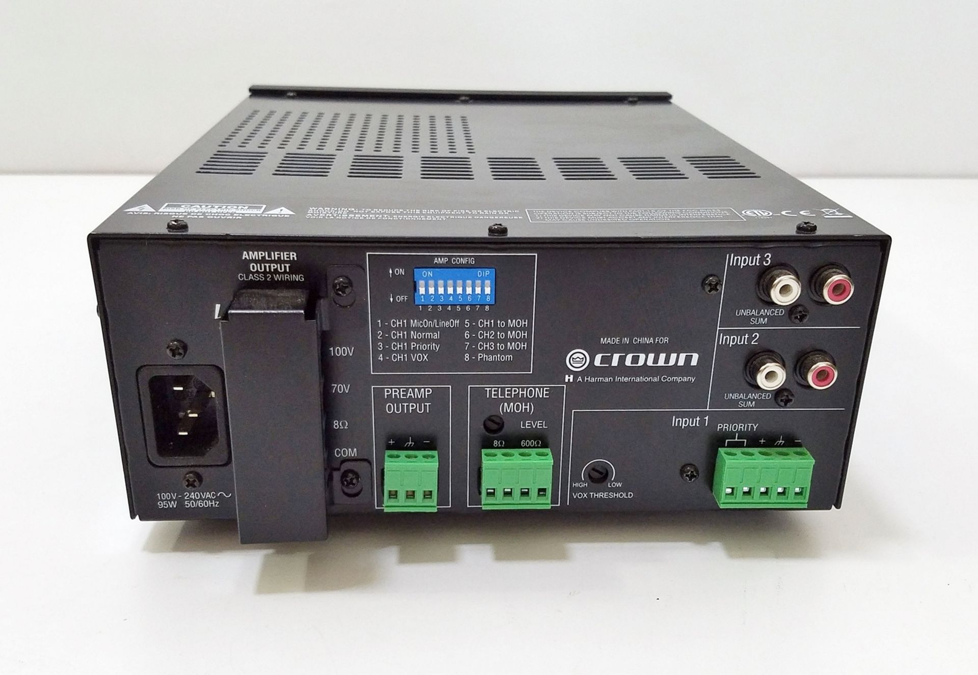 Crown 135MA Commercial 3-Channel Audio Mixer/Amp - Image 3 of 4