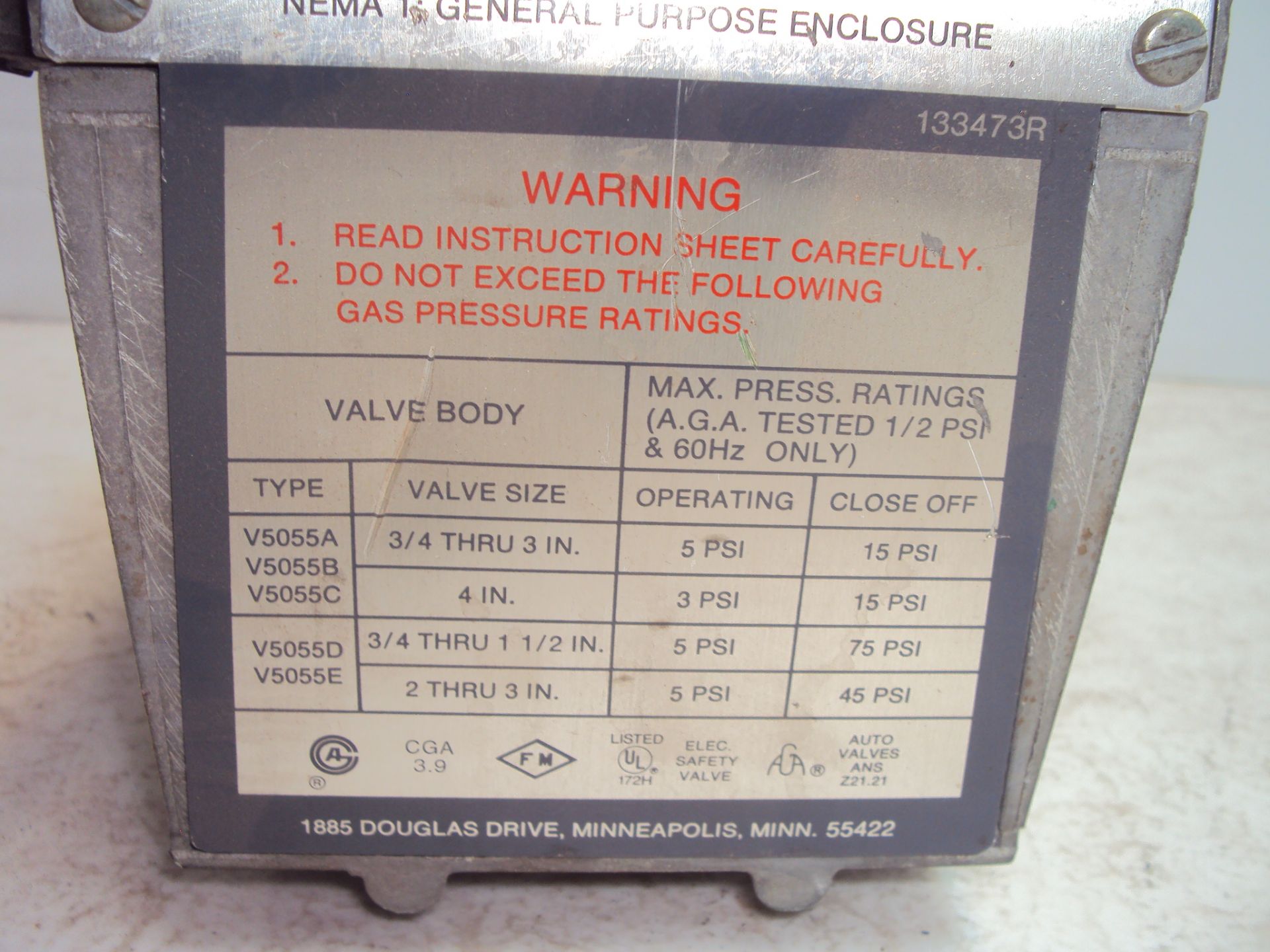 Honeywell V4055A-1098 Fluid Power Gas Valve - Image 3 of 5