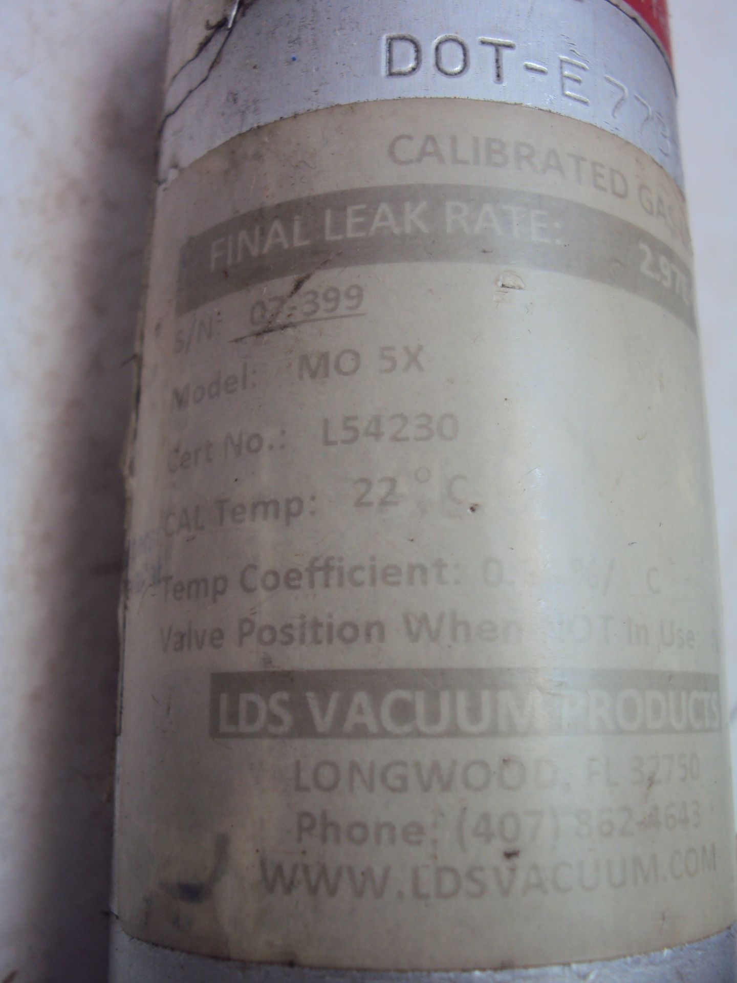 Calibrated Gas Leak Standards and Cylinders - Bild 7 aus 10