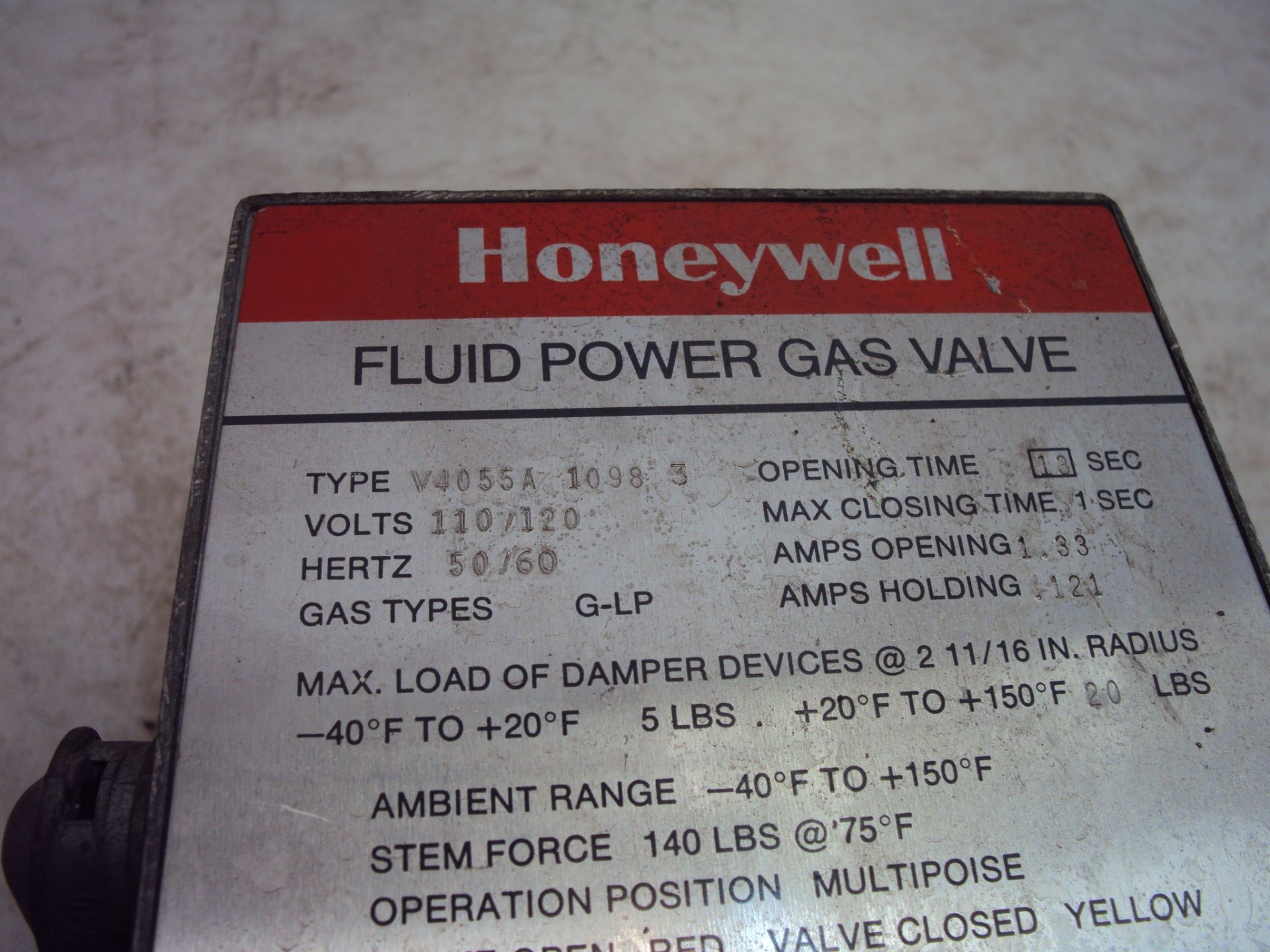 Honeywell V4055A-1098 Fluid Power Gas Valve - Image 4 of 5