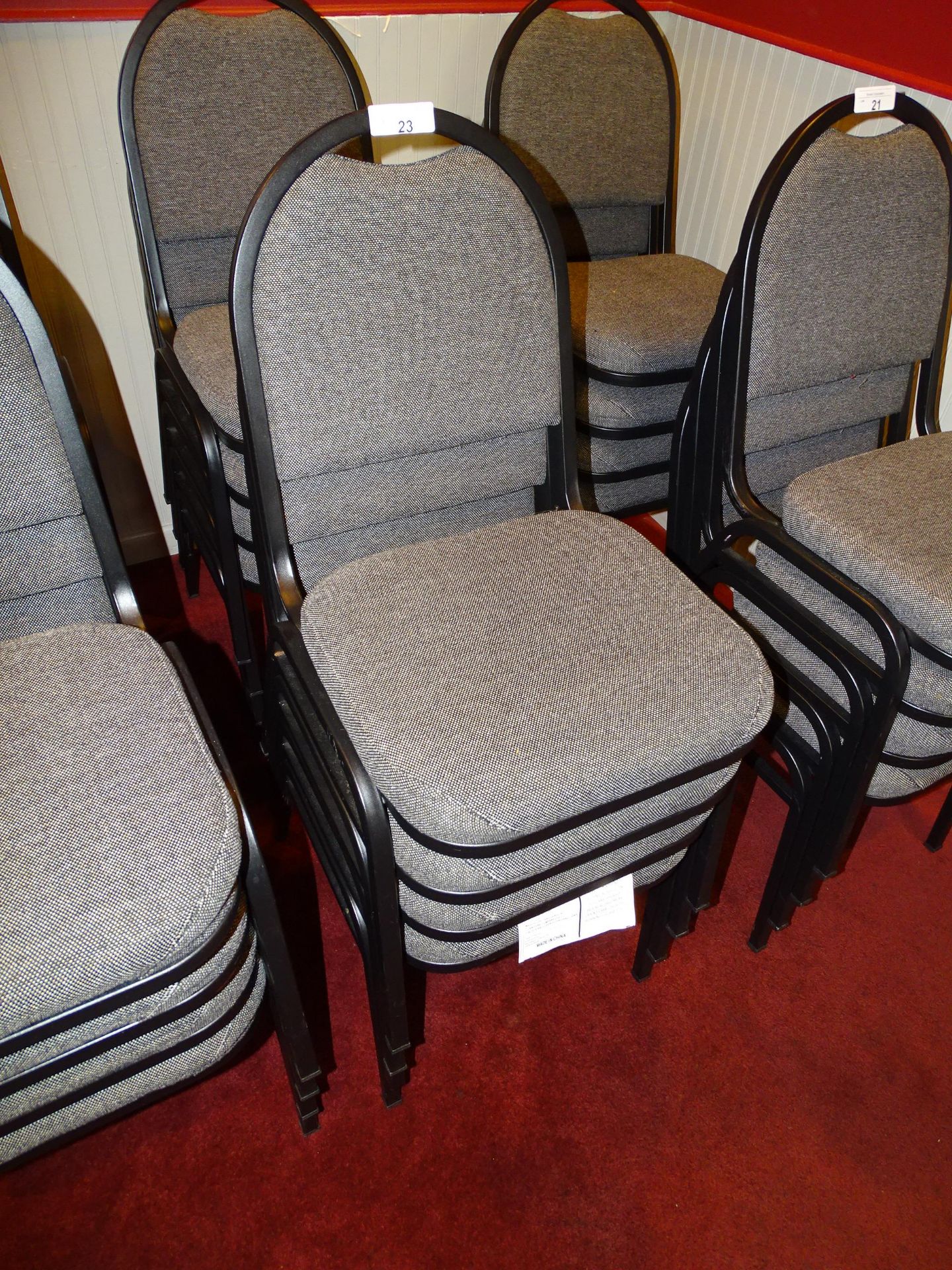 Stackable Cloth Upholstered Metal Frame Chairs