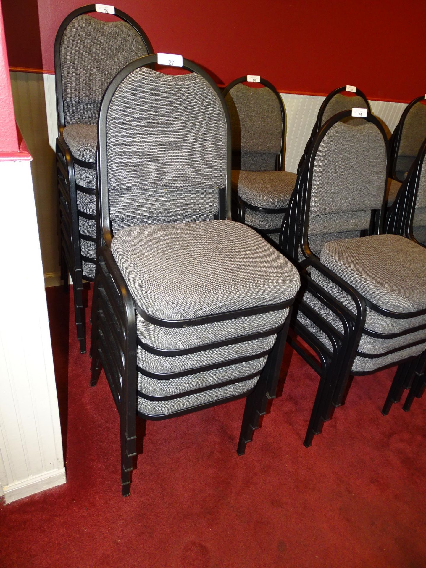 Stackable Cloth Upholstered Metal Frame Chairs