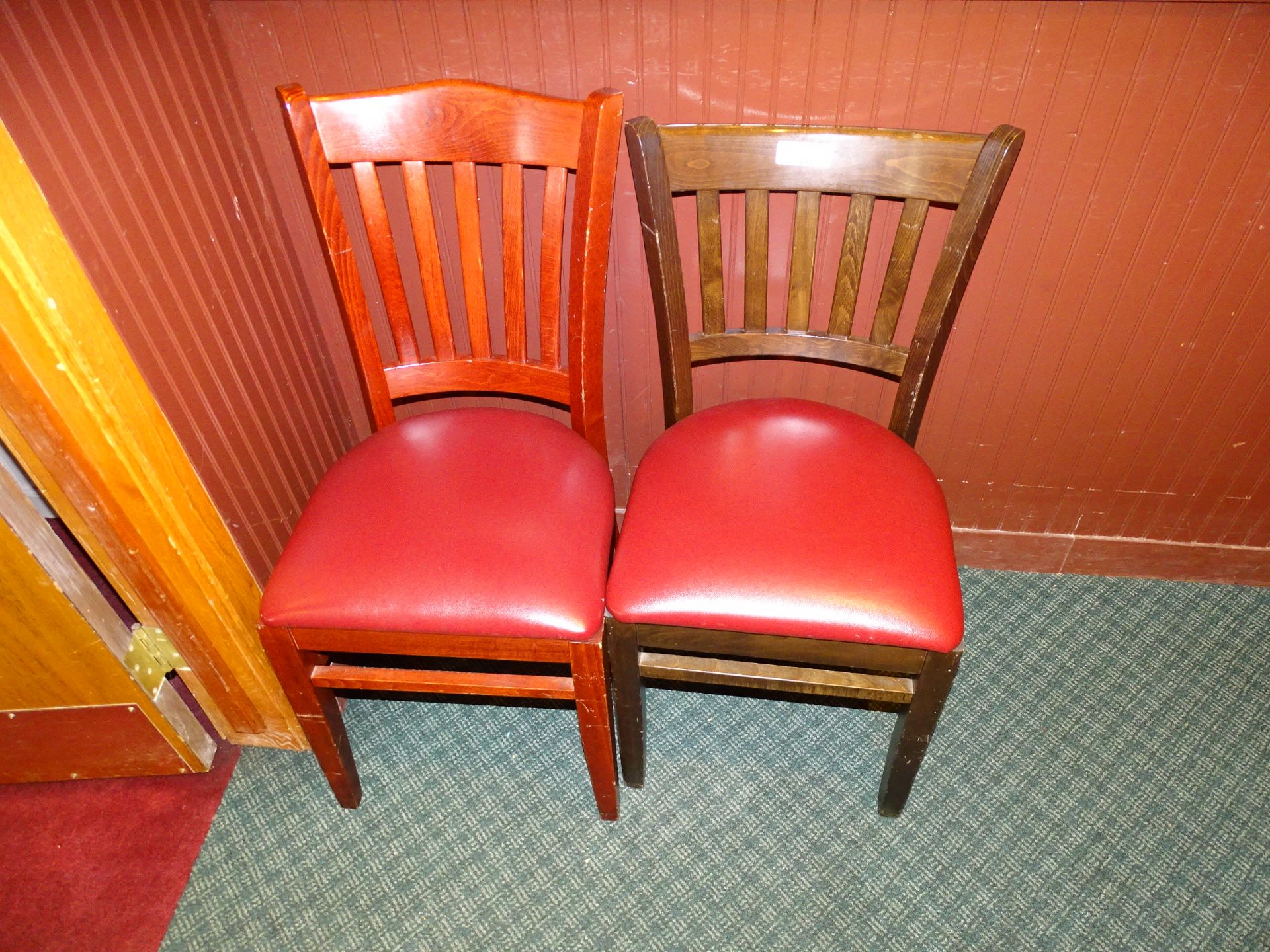 Assorted Vinyl Cushioned Wooden Chairs