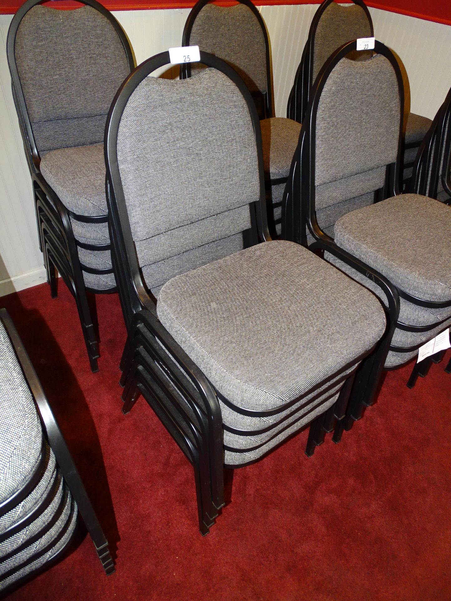 Stackable Cloth Upholstered Metal Frame Chairs