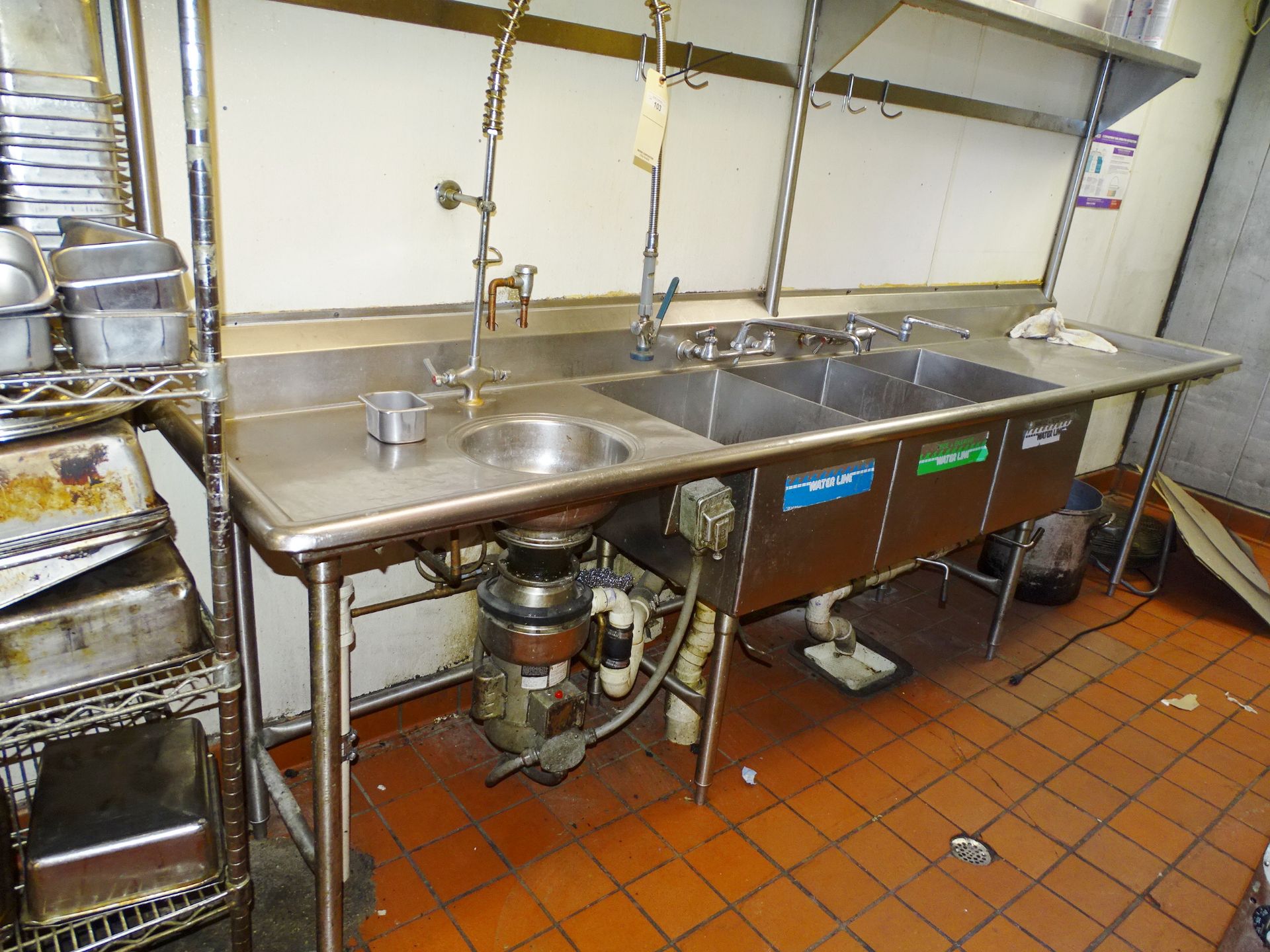 Stainless Steel Triple Sink W/Sprayer & Disposal