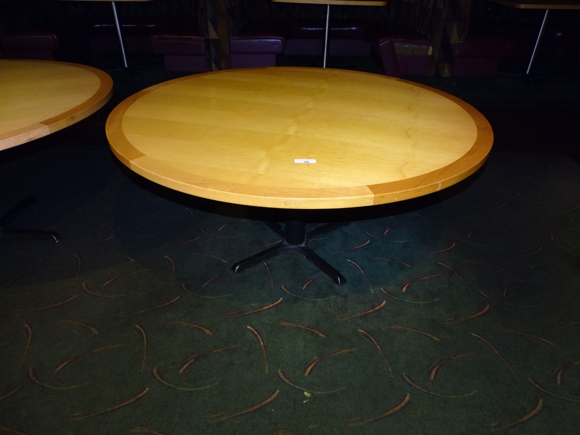 60" Diameter Blond Wooden Dinning Table