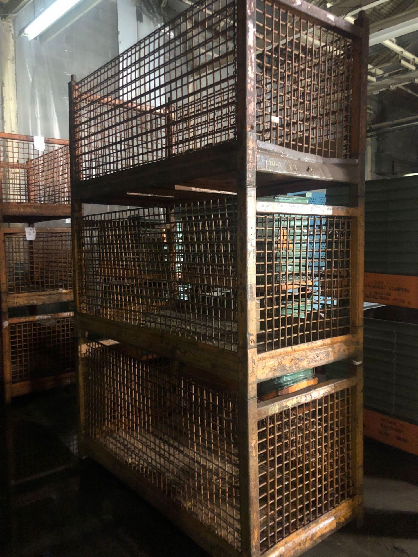 3 Stackable Steel Wire Shipping Crates 72x36x36 in