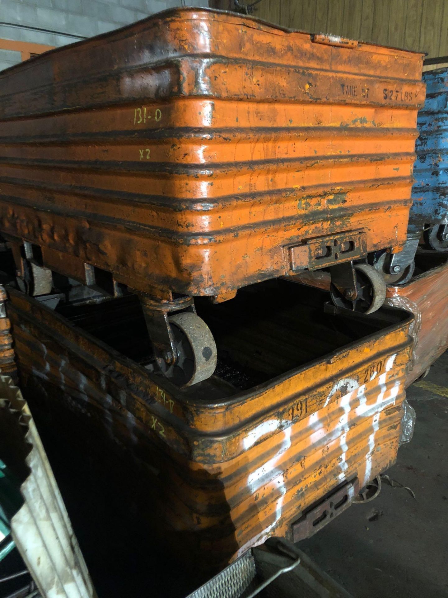2 Rolling Steel Parts Hoppers -60x40x24 in.