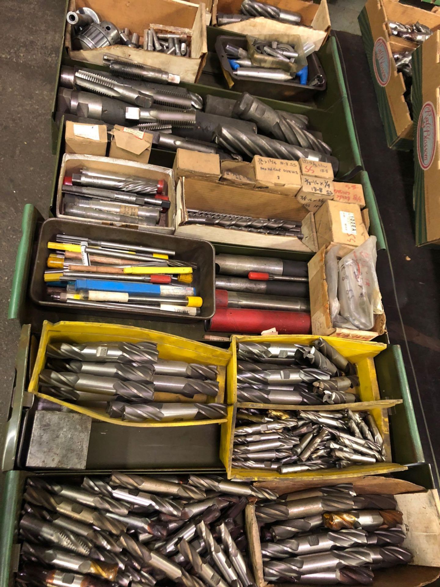 (7) Misc Assorted Boxes of End Mills & Extractors,